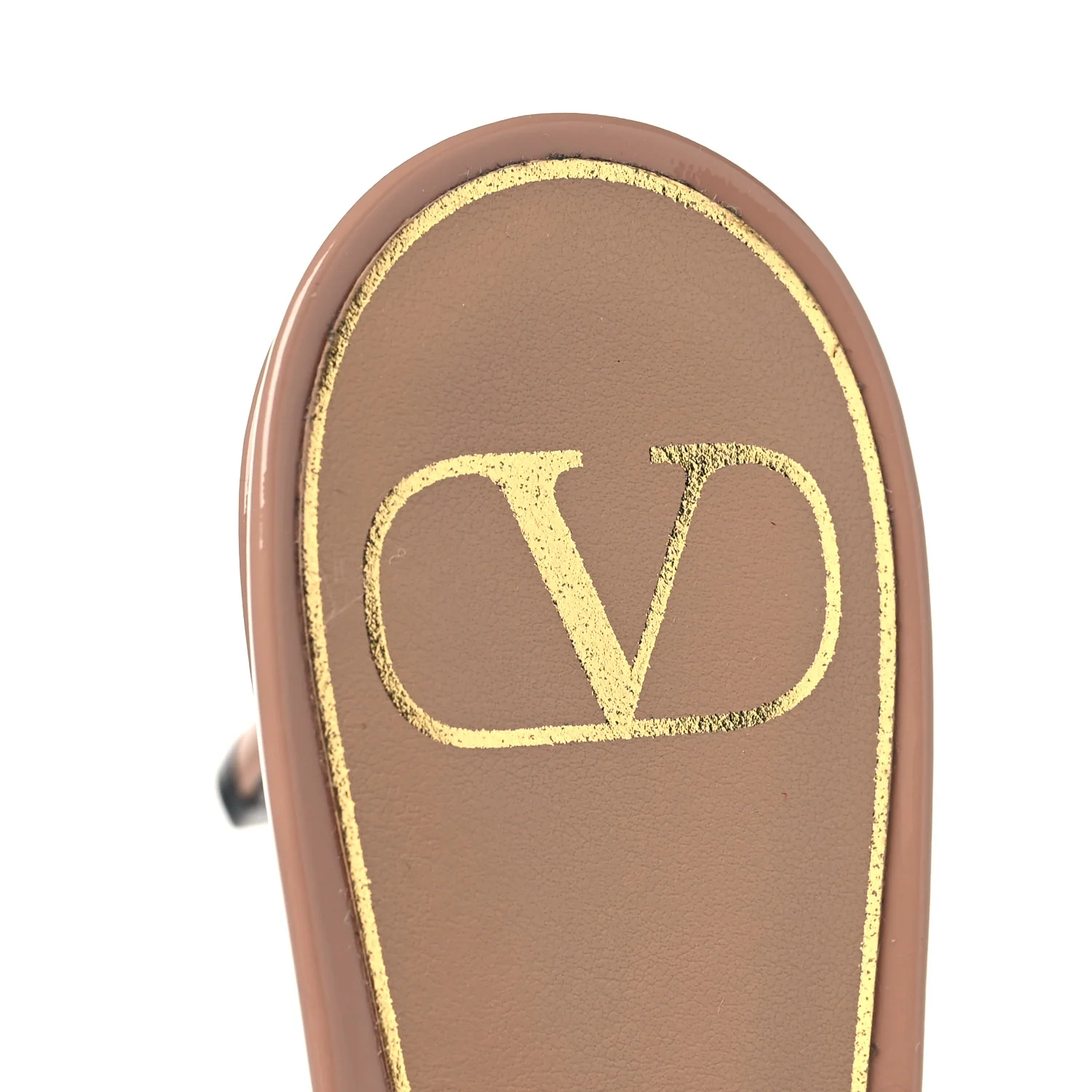 Patent Enamel Monochrome Roman Stud Ankle Strap 80mm Pumps 37 Rose Cannelle - Top Club