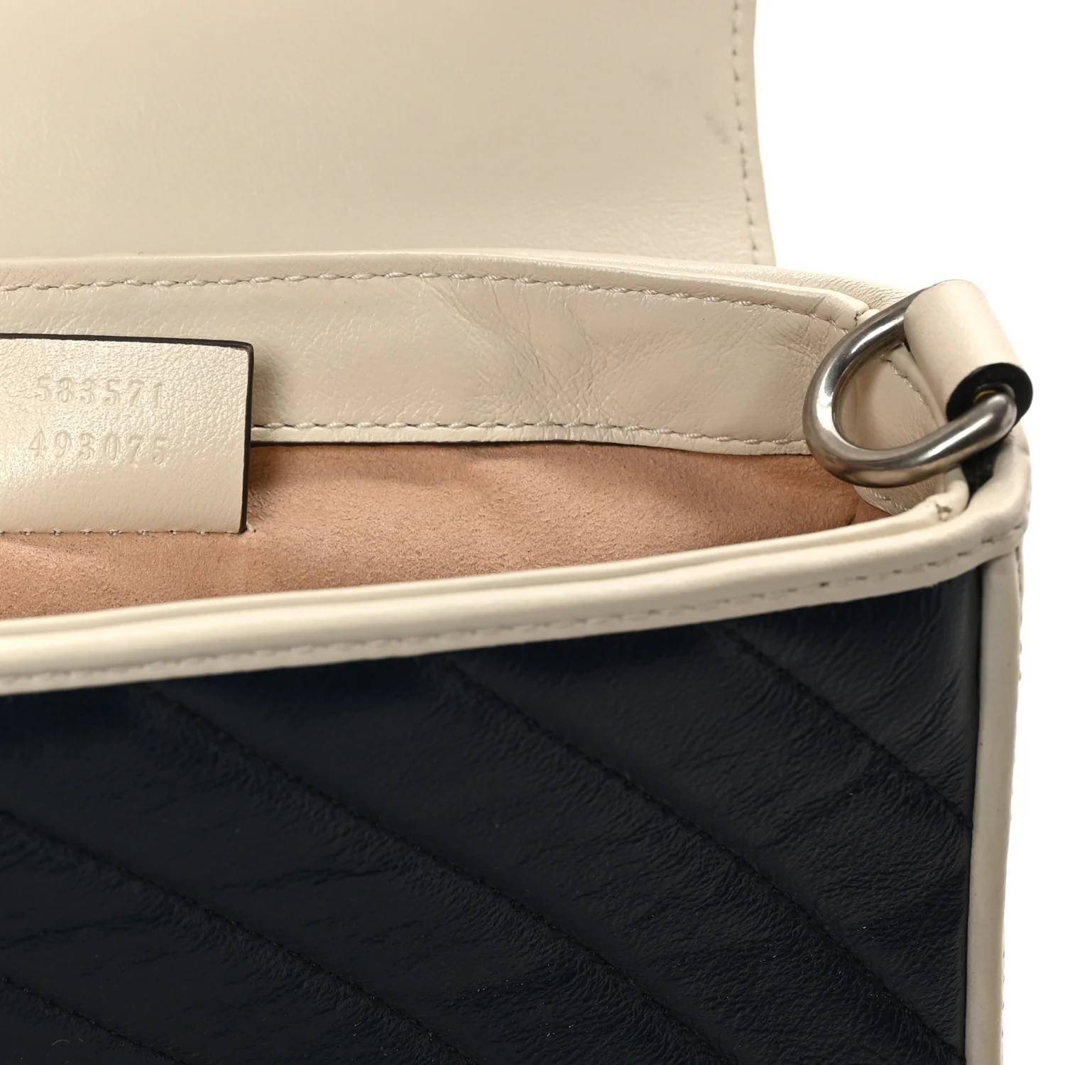 Vintage Effect Calfskin Matelasse Diagonal Mini Torchon GG Marmont Top Handle Shoulder Bag Blue Agata Mystic White - Top Club