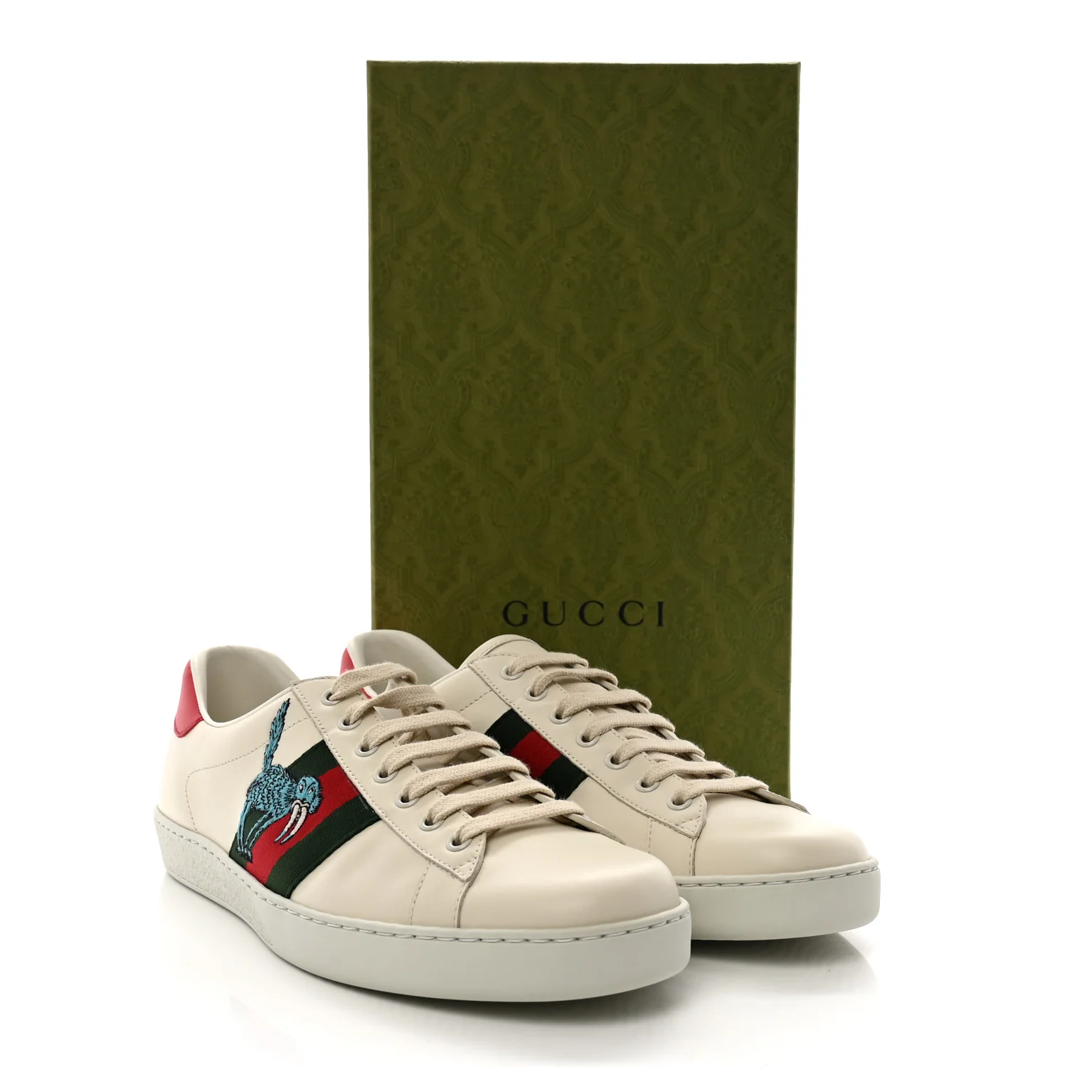 X FREYA HARTAS Calfskin Miro Soft Web Mythical Creature Embroidered Mens Ace Sneakers 9.5 New Mystic White - Top Club