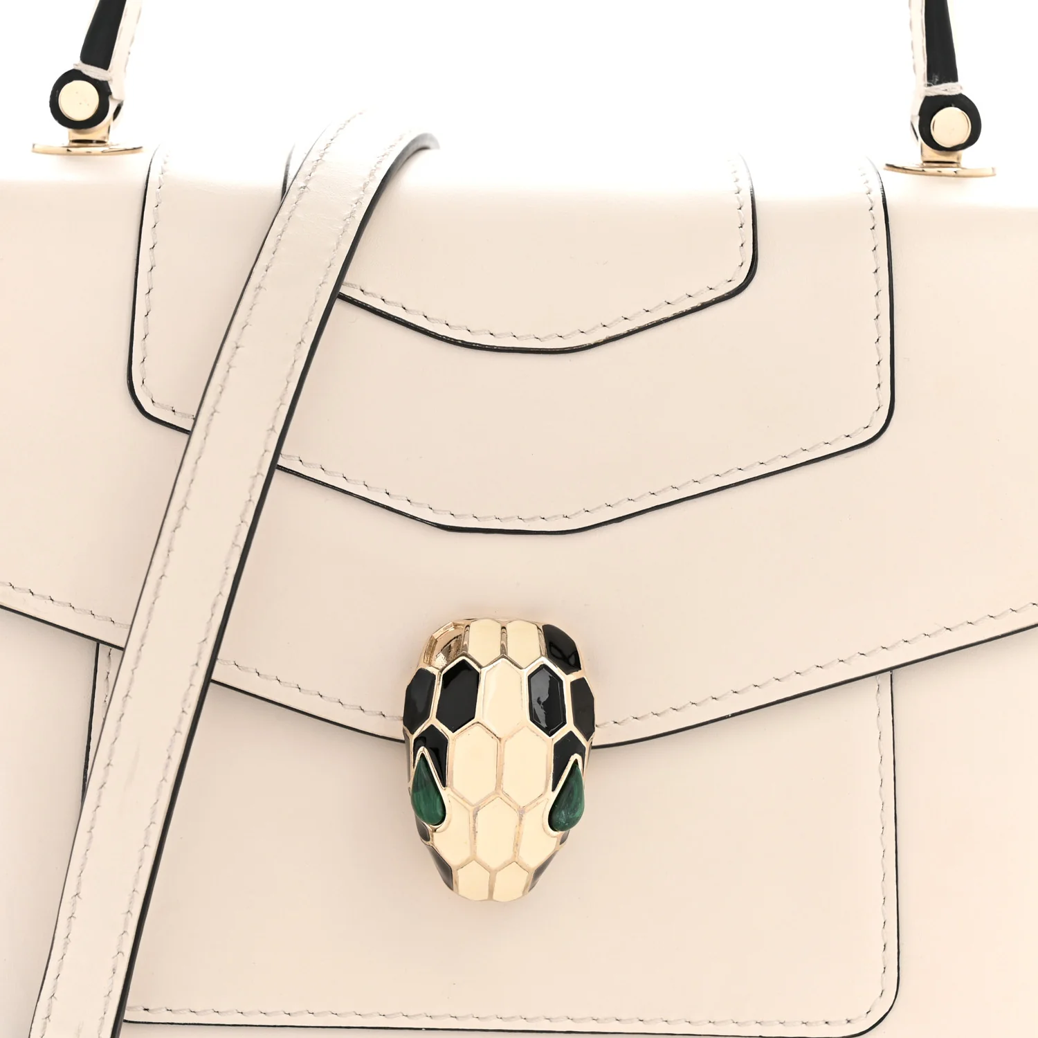 Calfskin Serpenti Forever Top Handle White - Top Club