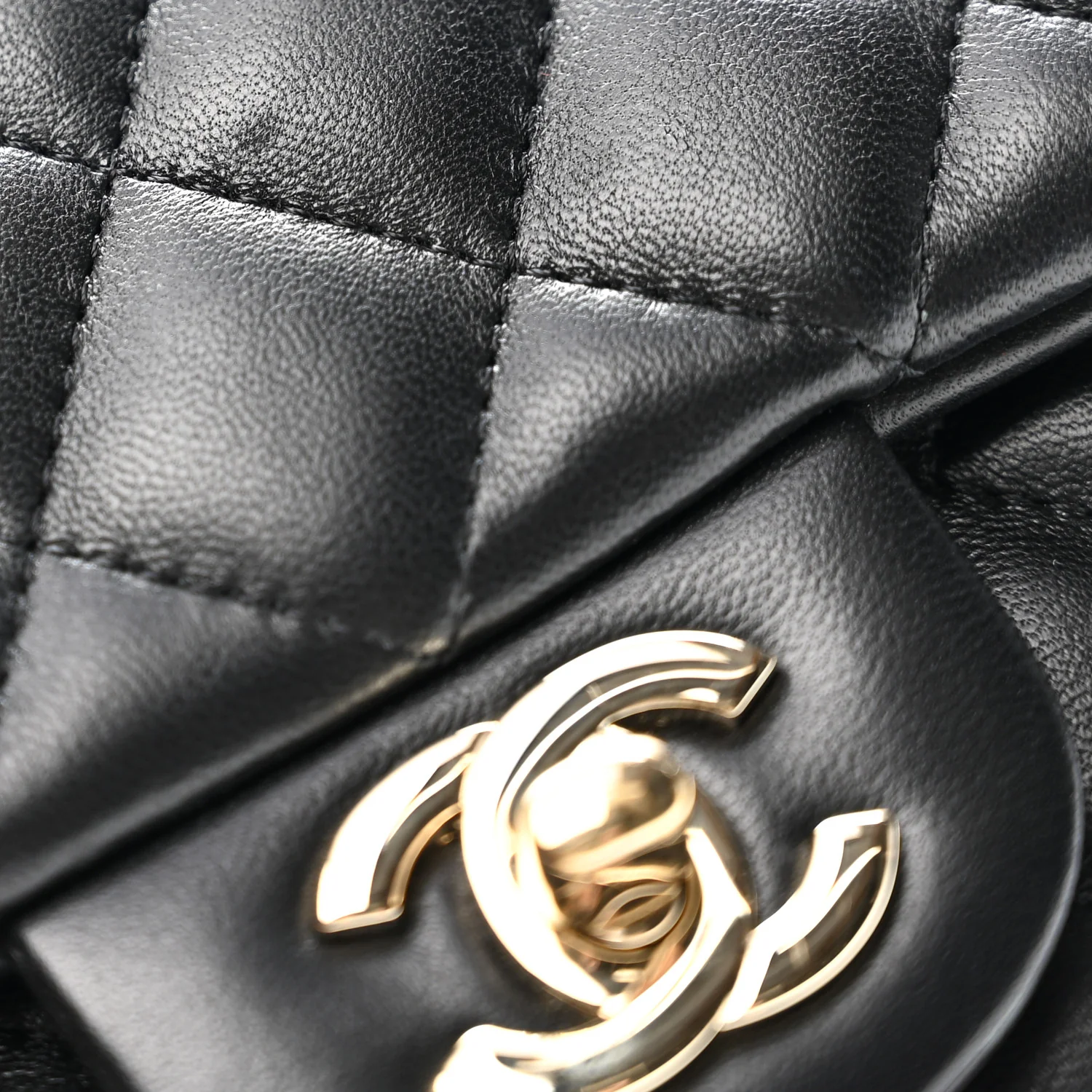 Lambskin Quilted Mini Square Flap Black - Top Club