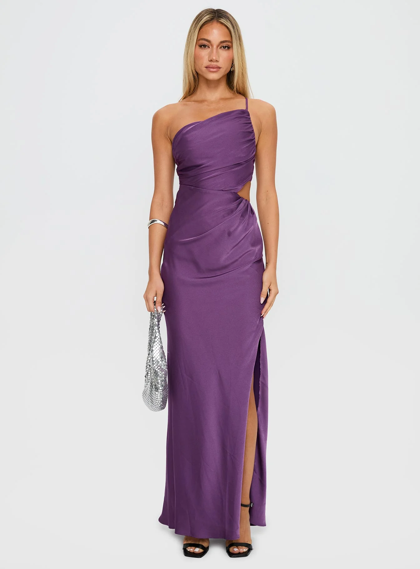 Leading Role One Shoulder Maxi Dress Purple