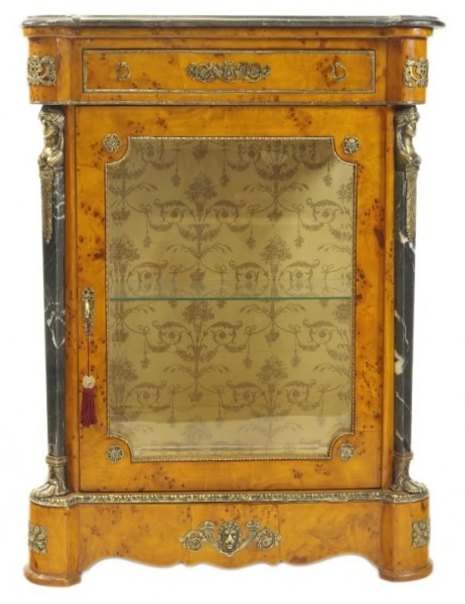 Empire display cabinet bird's eye maple - handmade from solid wood - baroque display cabinet