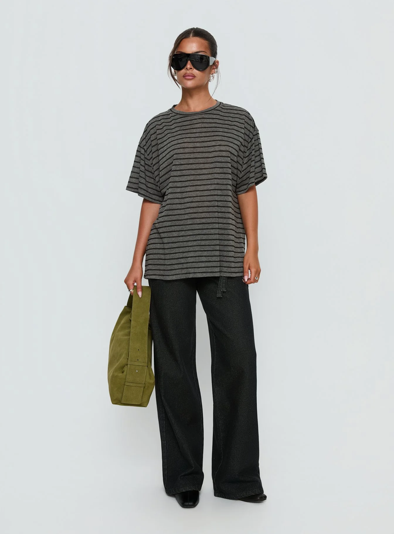 Zaydee Oversized Tee Grey / Black Stripe