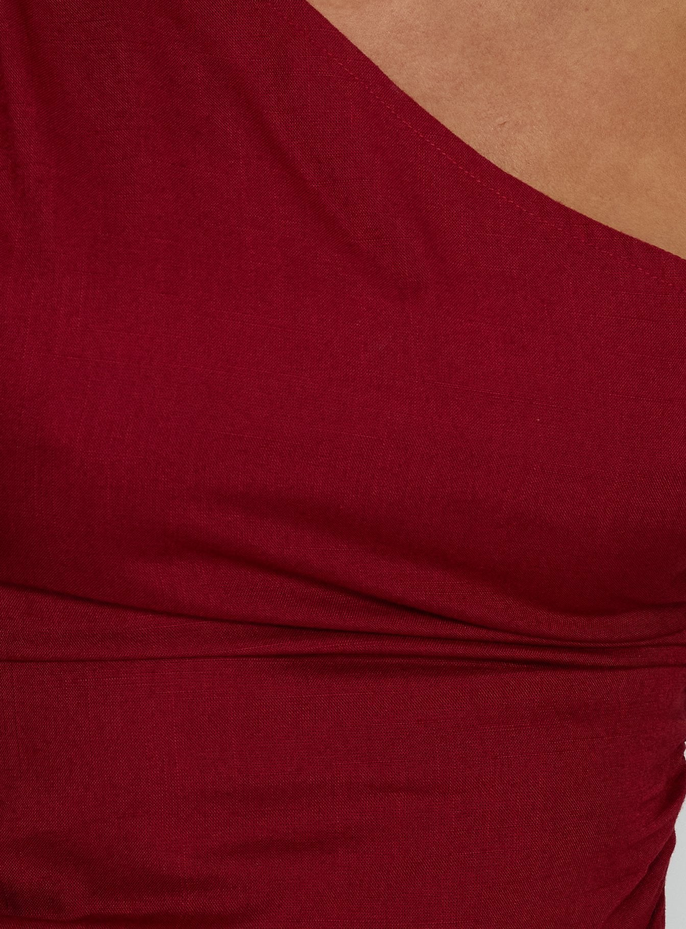 Kaylani One Shoulder Drape Top Burgundy