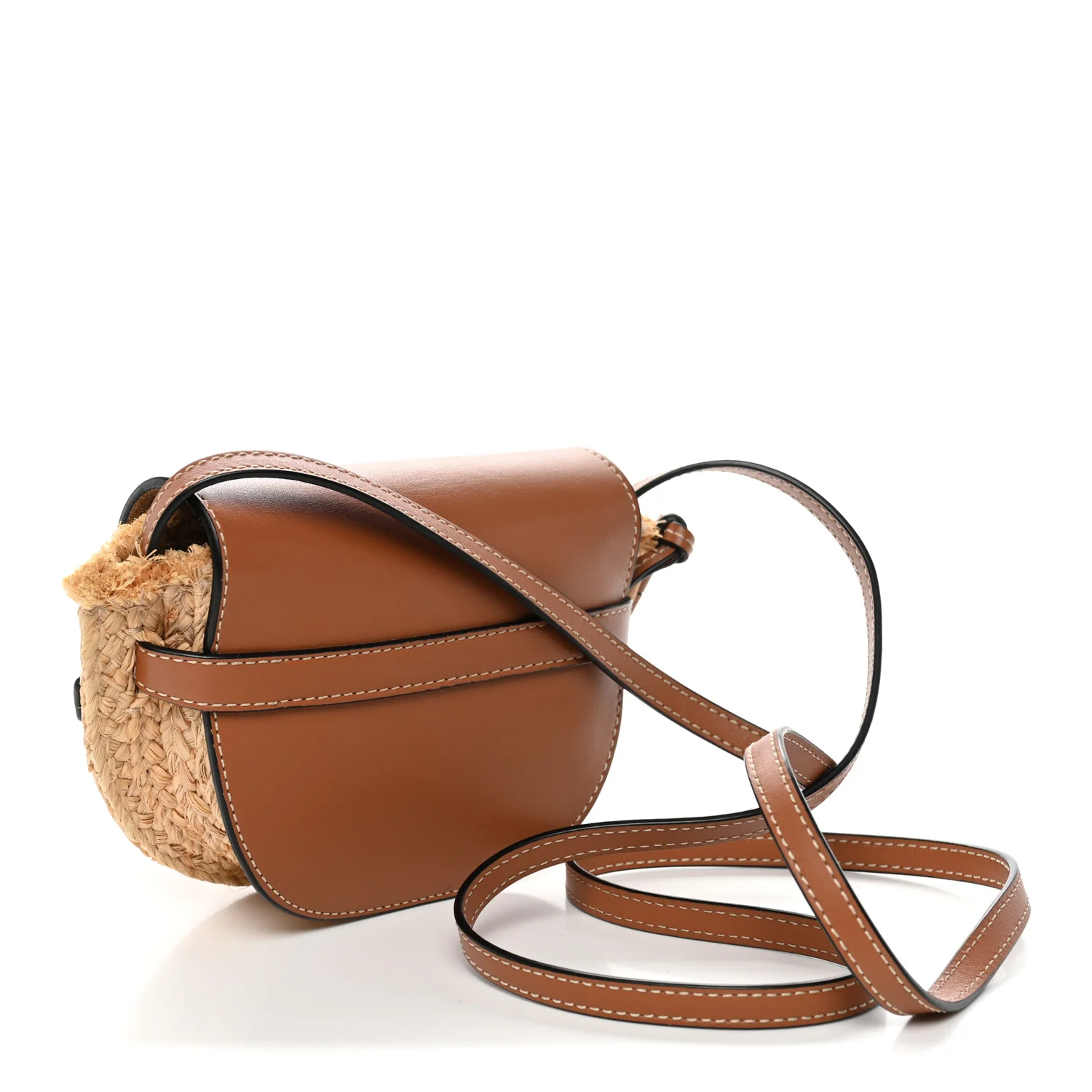 Calfskin Raffia Mini Gate Crossbody Bag Natural Tan - Top Club