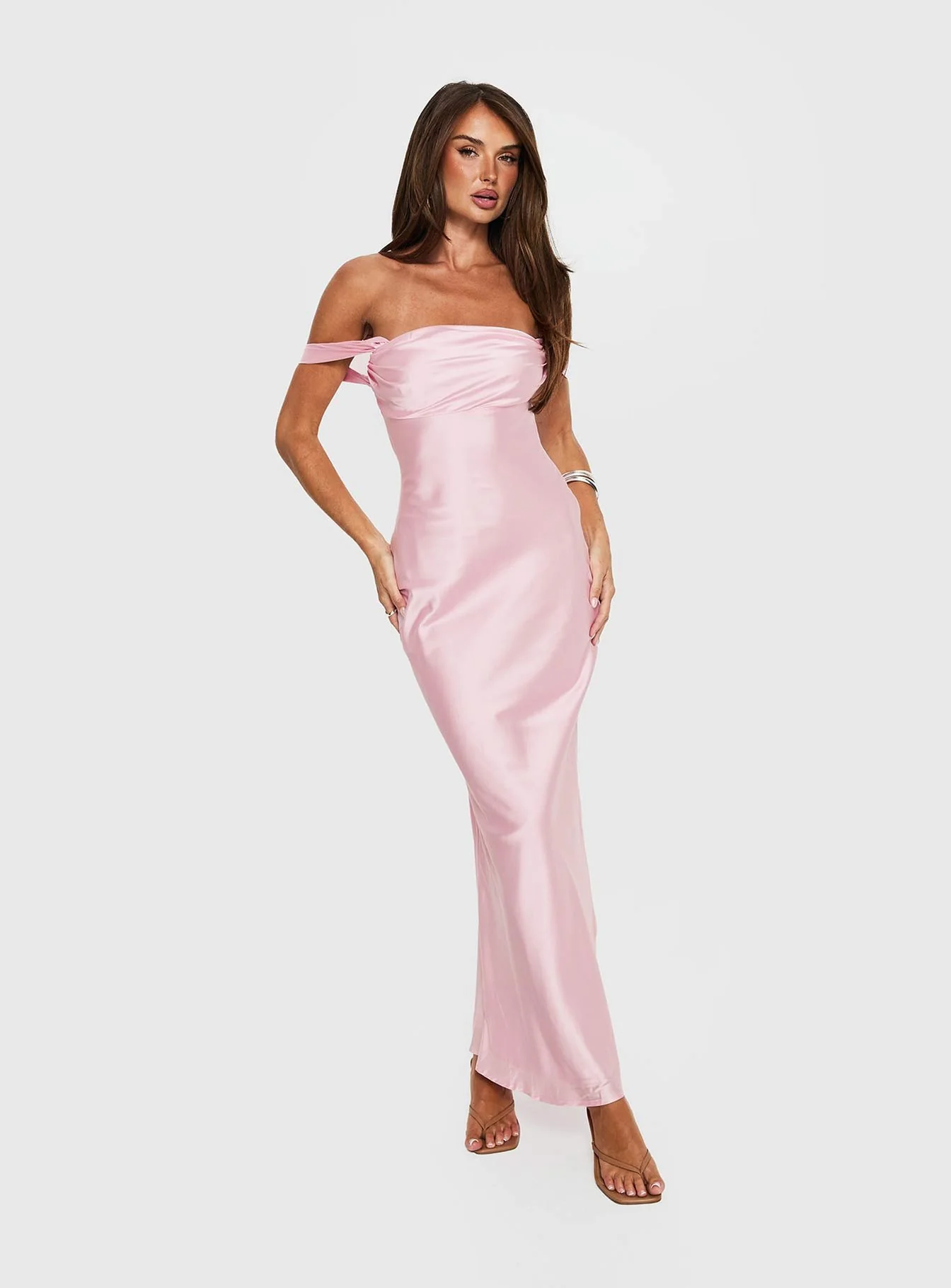 Azura Off The Shoulder Maxi Dress Pink