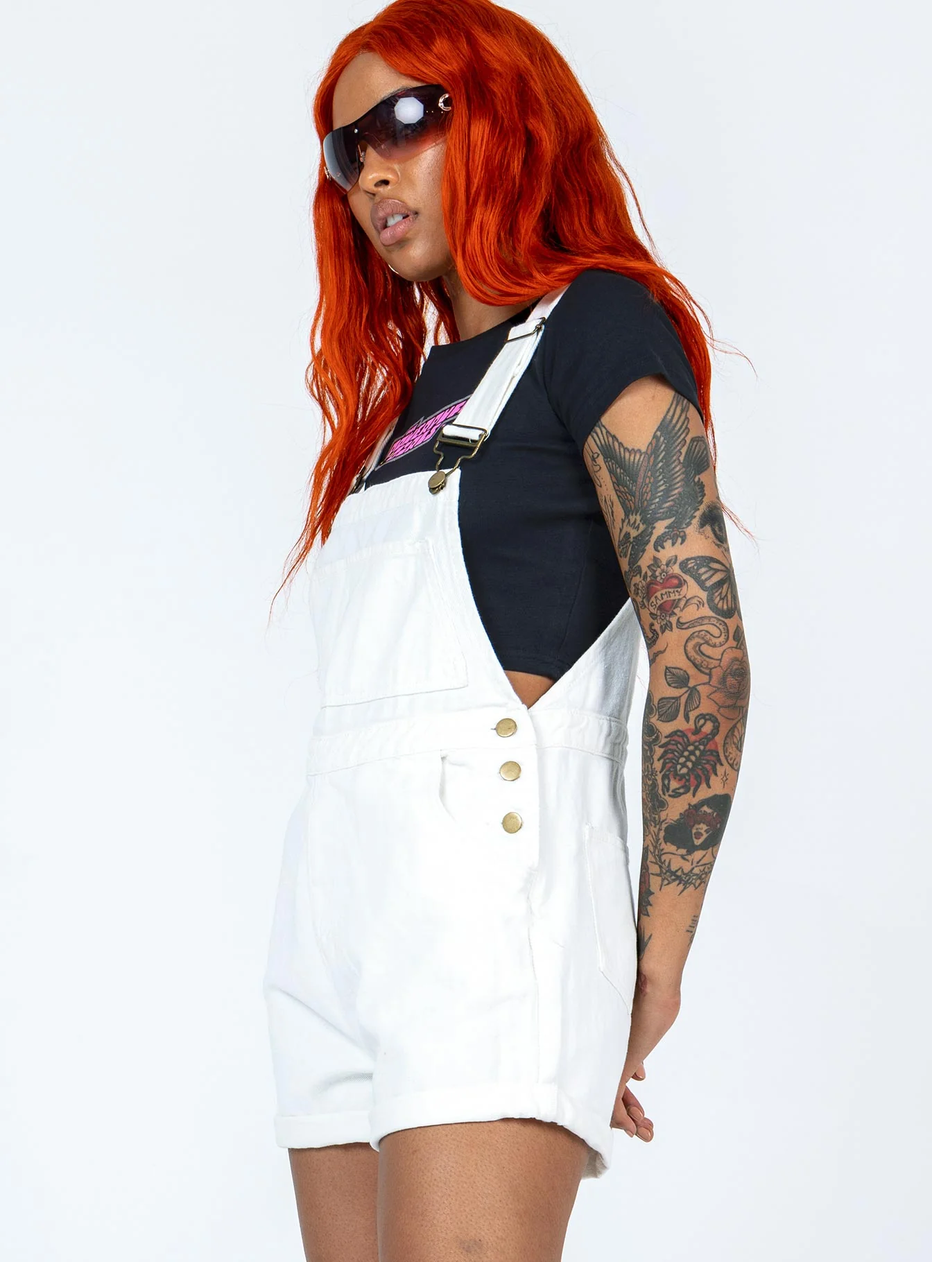 Kacey Short Overalls White