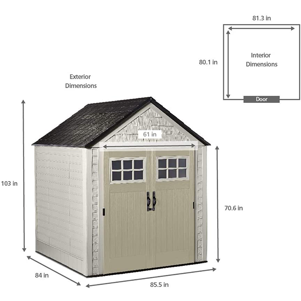Outdoor Storage Shed, 7X7 feet, Resin Weather Resistant Outdoor Garden Storage Shed for Backyard, Garden, Tool Storage, Lawn, Garage Organizer, Sandstone