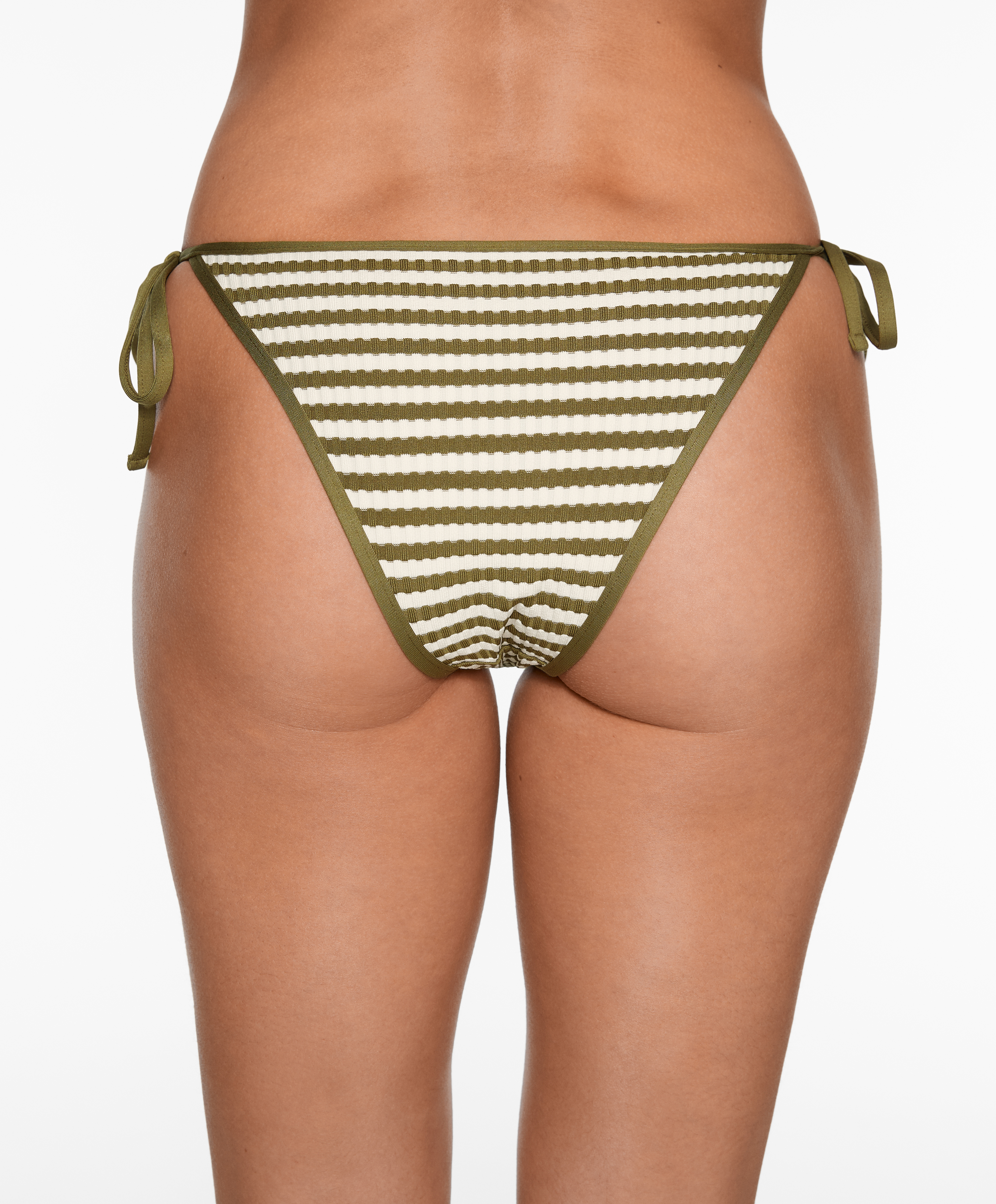 OYSHO Textured stripe medium-coverage bikini briefs with ties