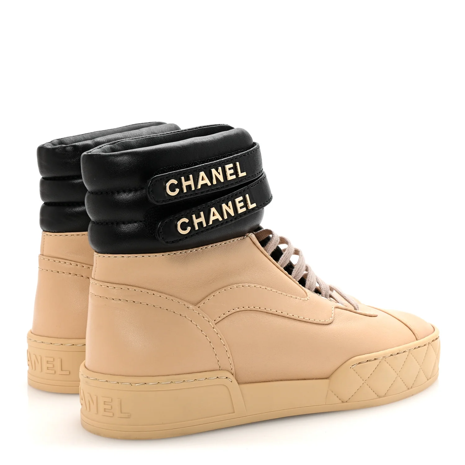 Lambskin Logo High Top Sneakers 35.5 Ivory Black - Top Club