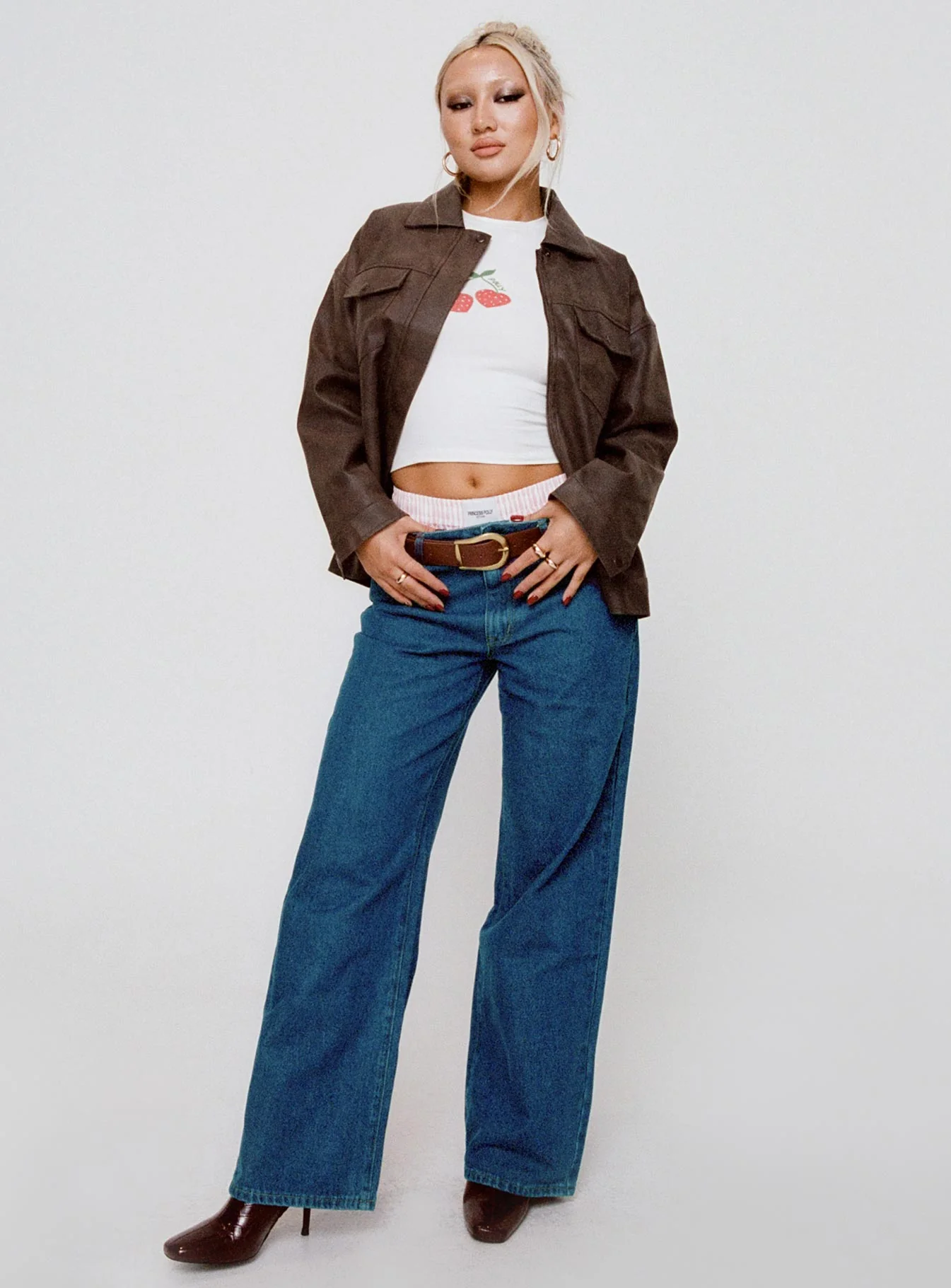 Top Model Low Rise Straight Leg Jeans Dark Denim
