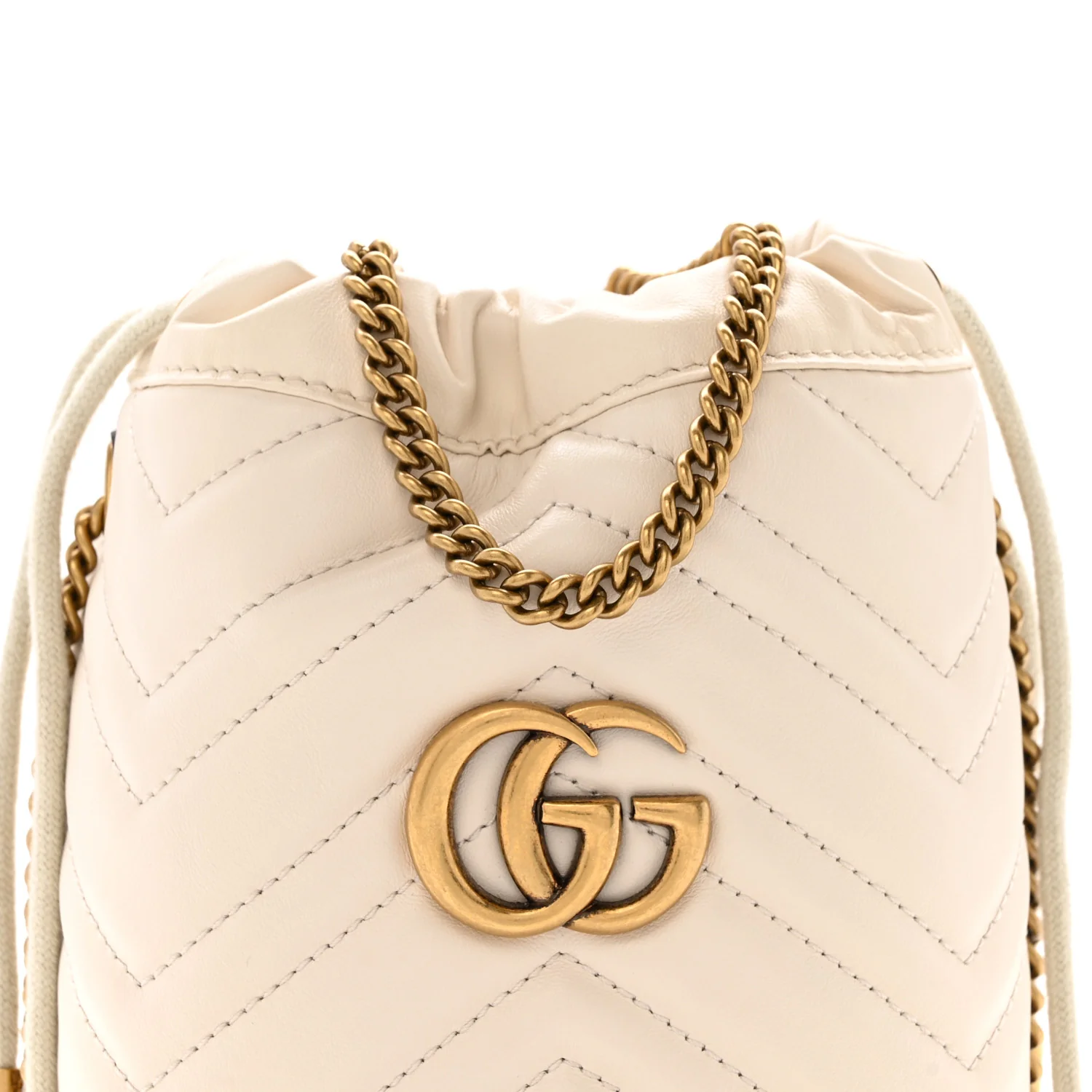 Calfskin Matelasse Mini GG Marmont 2.0 Bucket Bag White - Top Club