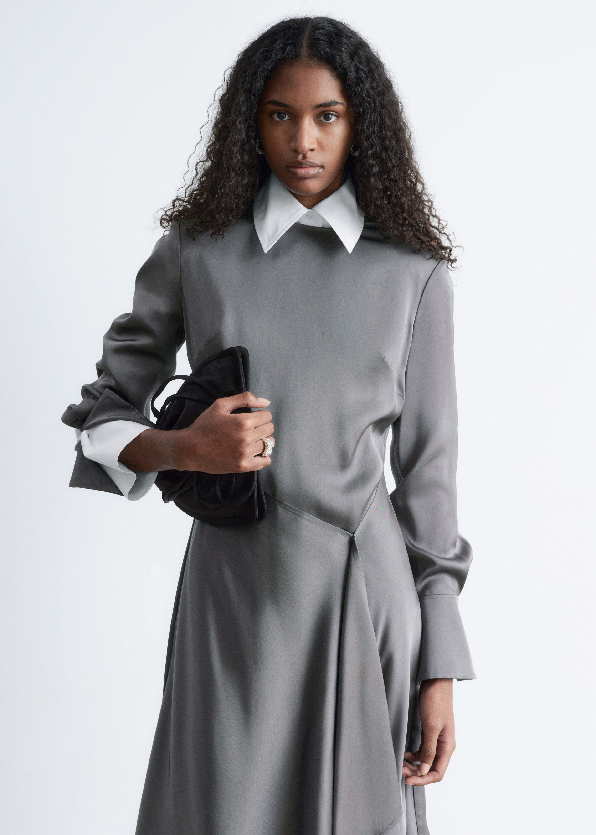 & Other Stories ASYMMETRIC LONG-SLEEVE MINI DRESS