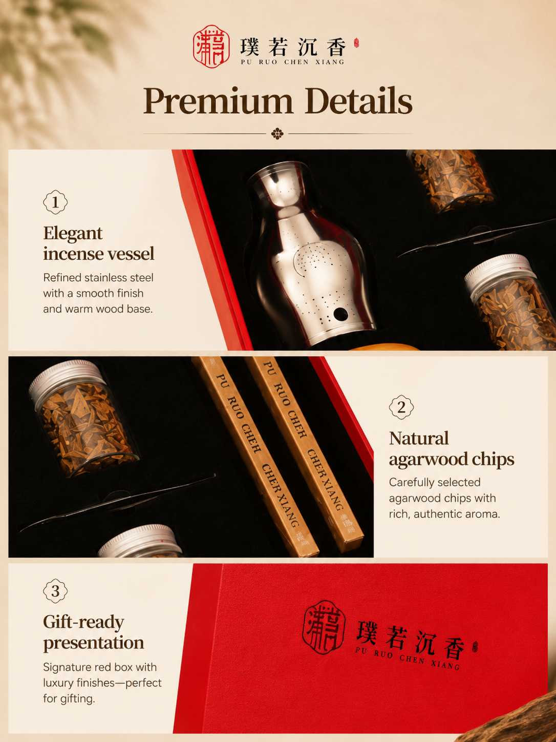 Premium Agarwood Incense Gift Set with Burner