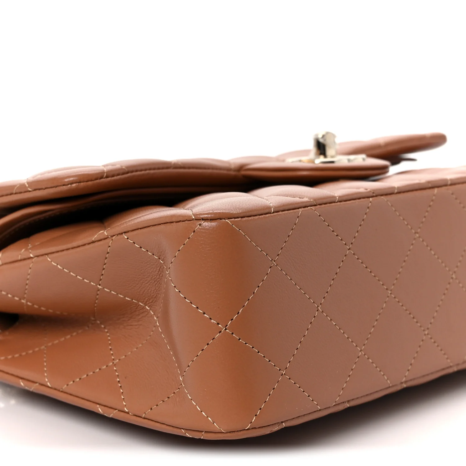 Lambskin Quilted Small Double Flap Brown - Top Club