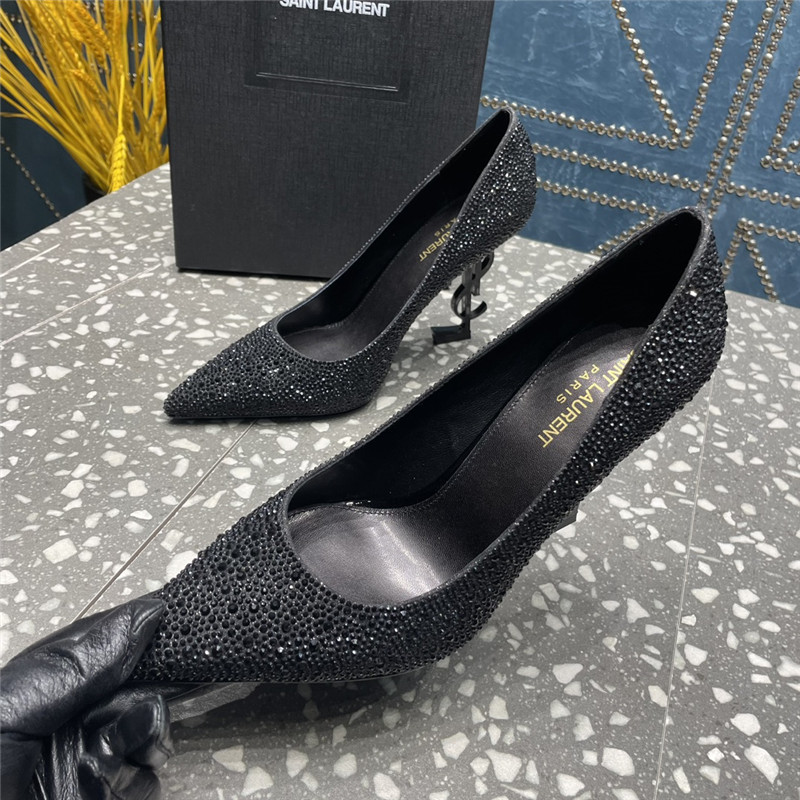 YSL rhinestone high heel classic logo letter high heel sandals - Sneaker Replica Workshop