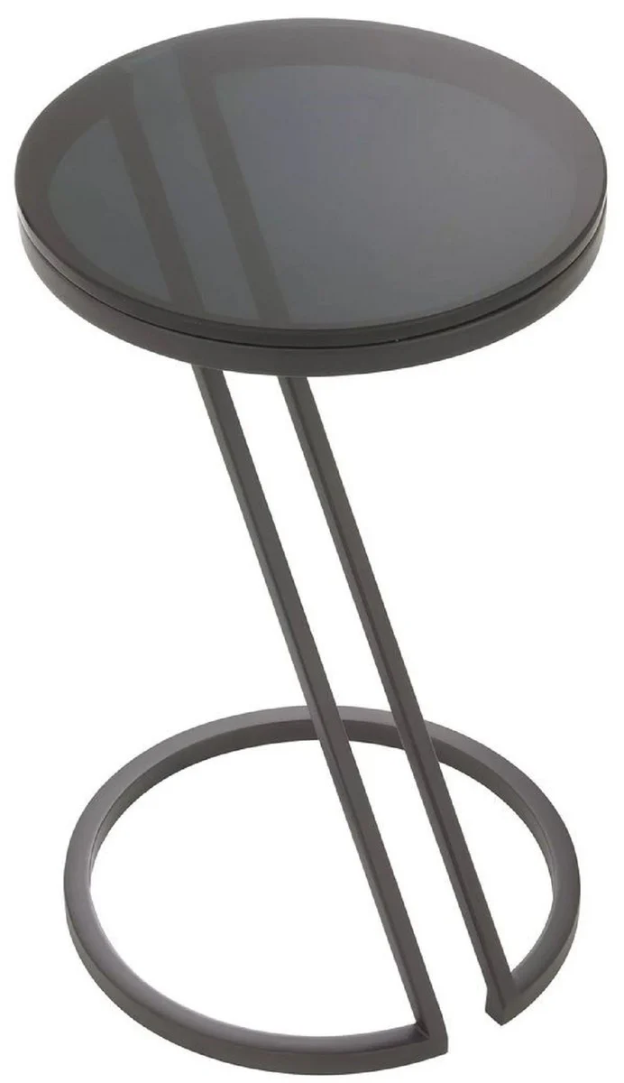 Luxury side table gunmetal / gray Ø 36 x H. 60 cm - stainless steel table with glass top - living room furniture - luxury furniture - luxury furnishings - luxury interior