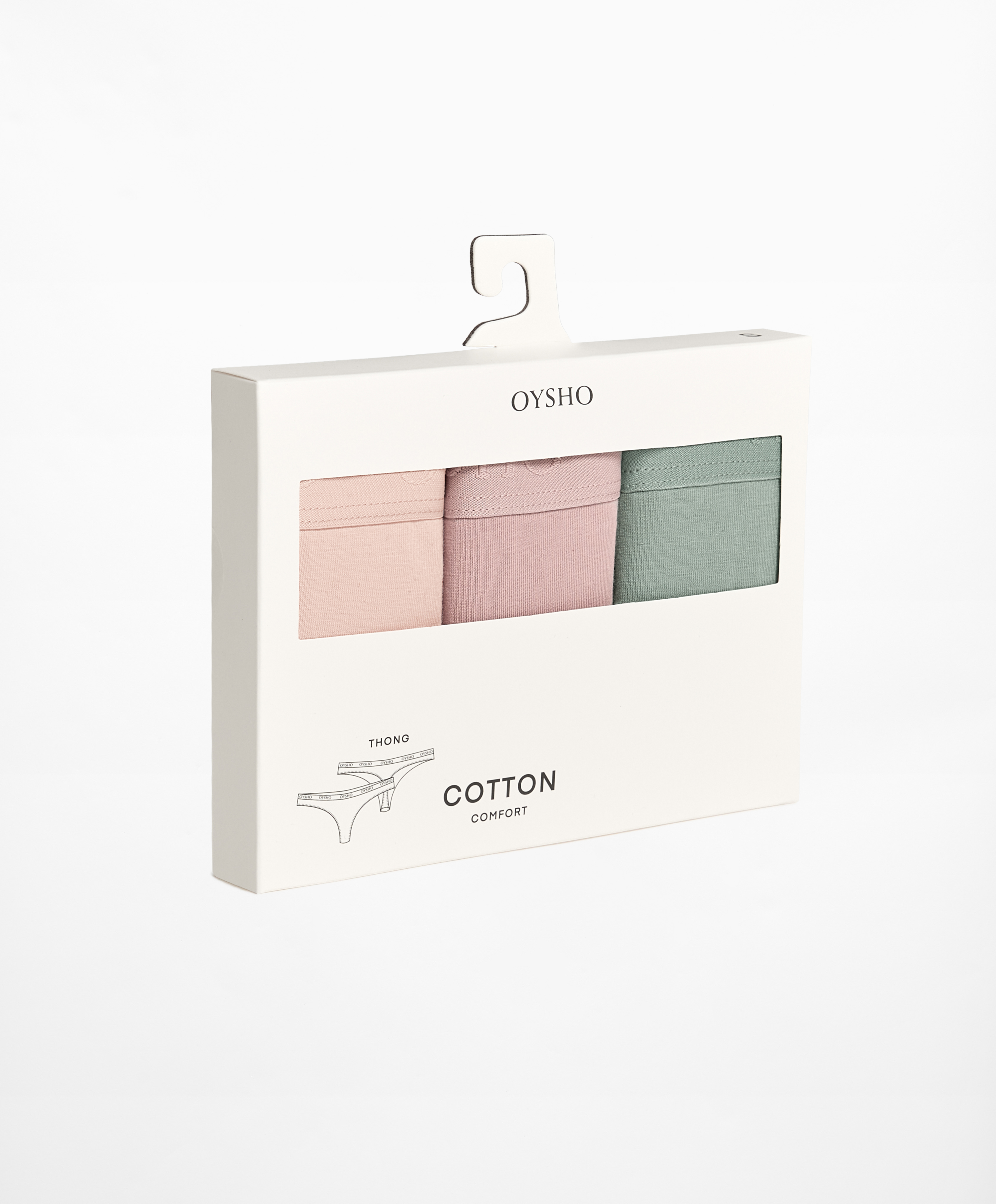 OYSHO 3 cotton blend thongs with logo
