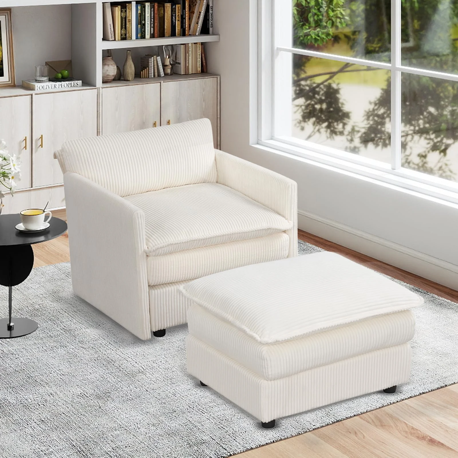 BEFOUNDLOVELY Oversized Accent Chair with Ottoman