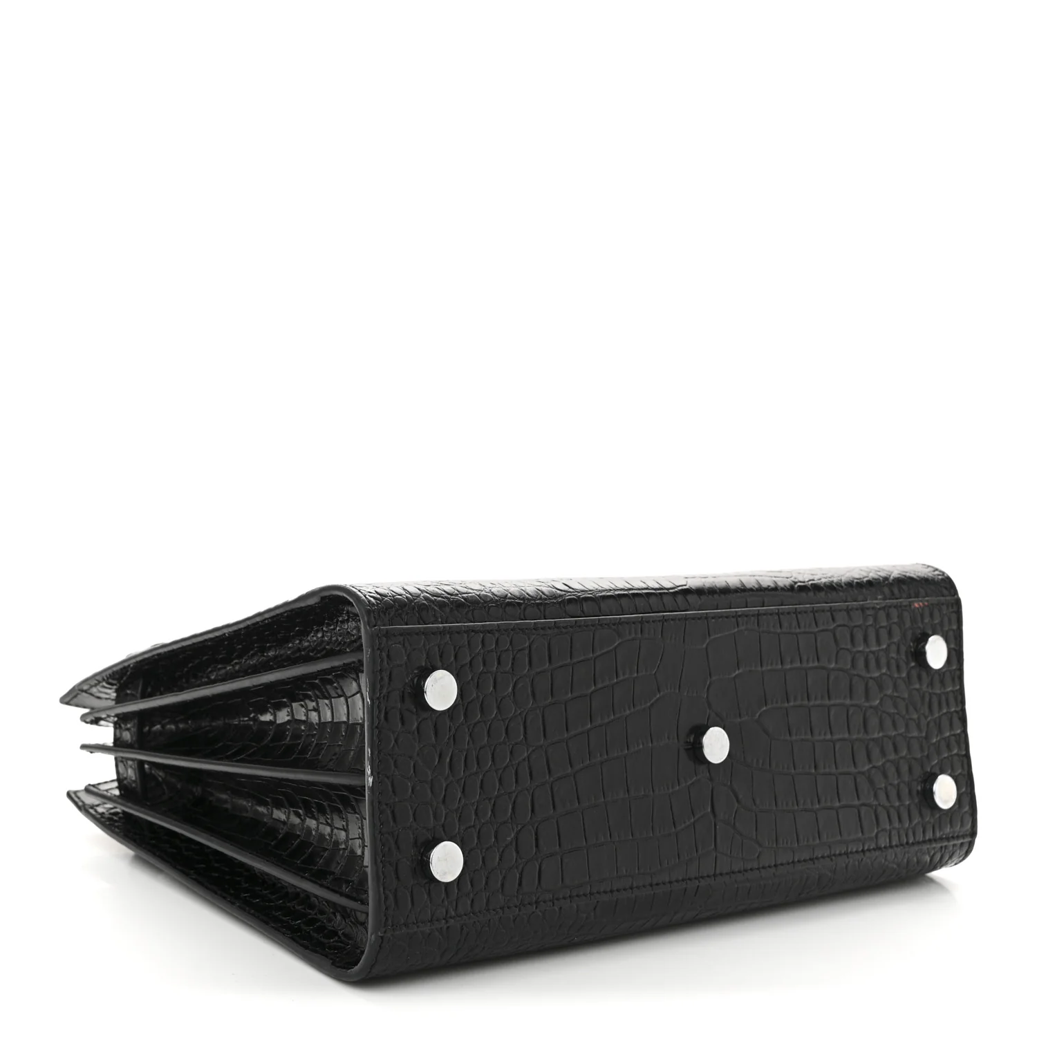 Calfskin Crocodile Embossed Baby Sac De Jour Black - Top Club