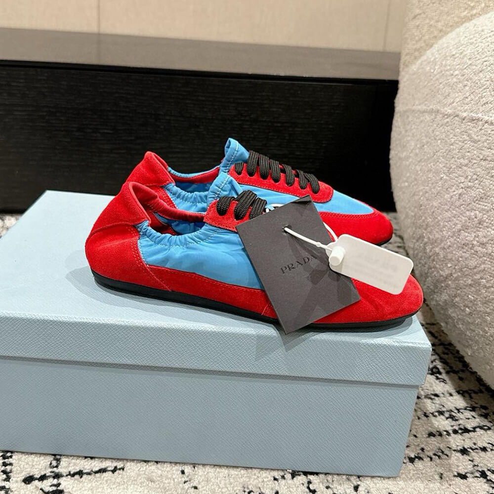 PRADA Collapse Re-Nylon and suede elasticized sneakers - Top Club