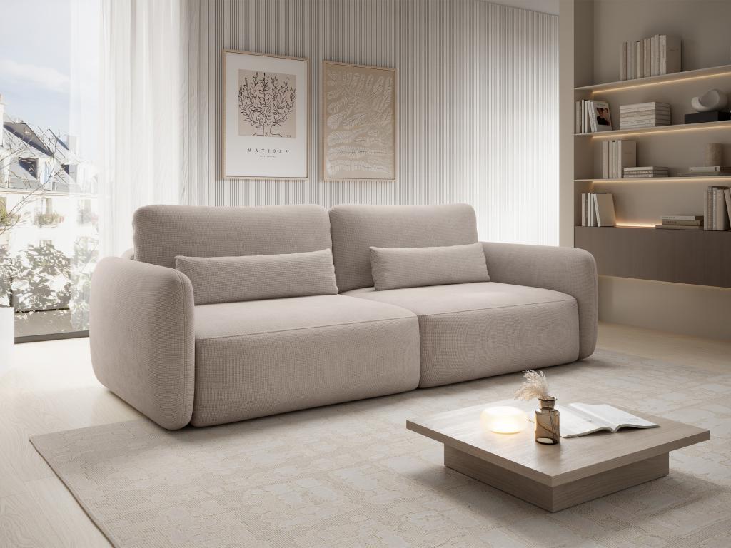 Sofá cama de 3 plazas de tela texturizada color topo VOPOZA