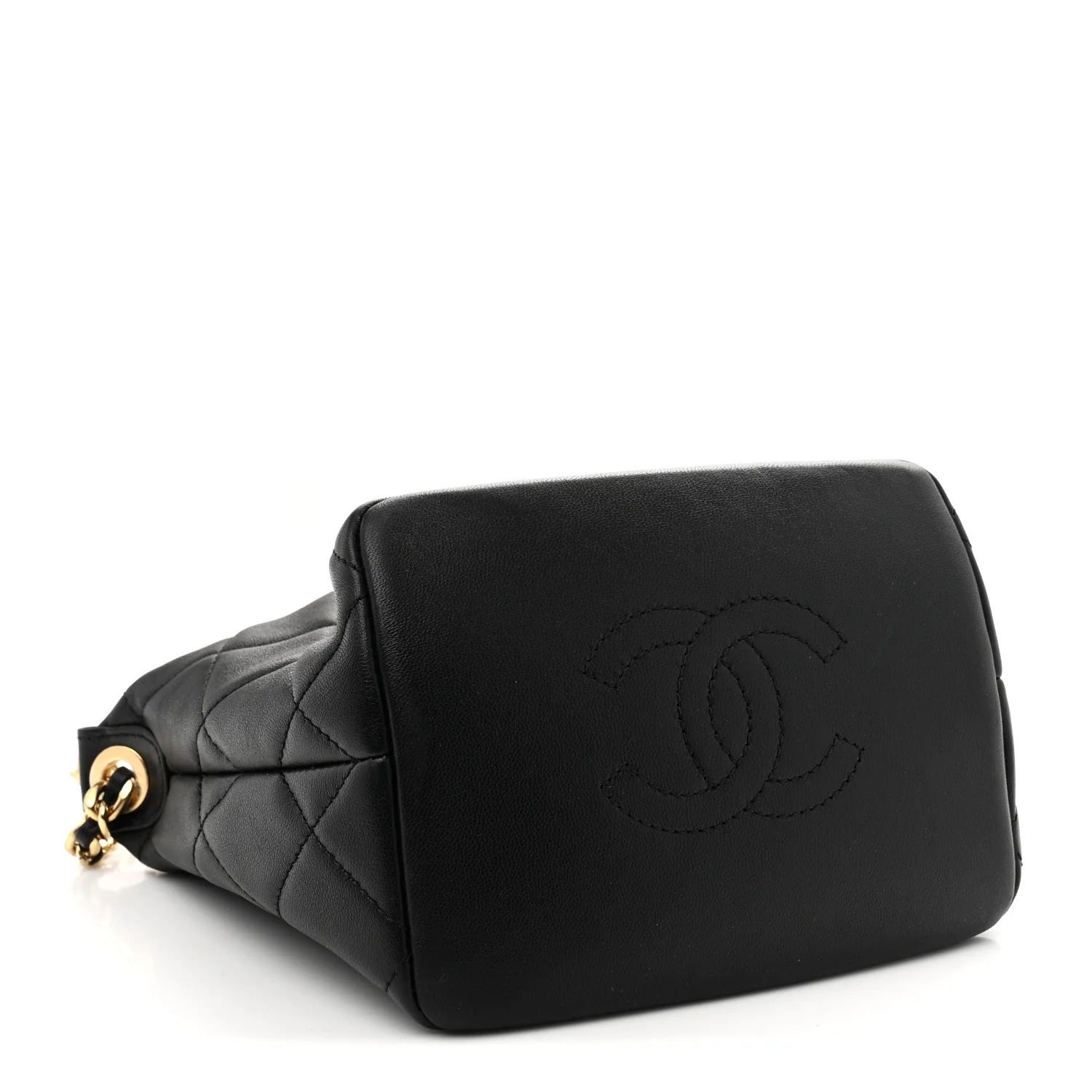 Lambskin Quilted Crystal Small CC Chain Hobo Black - Top Club
