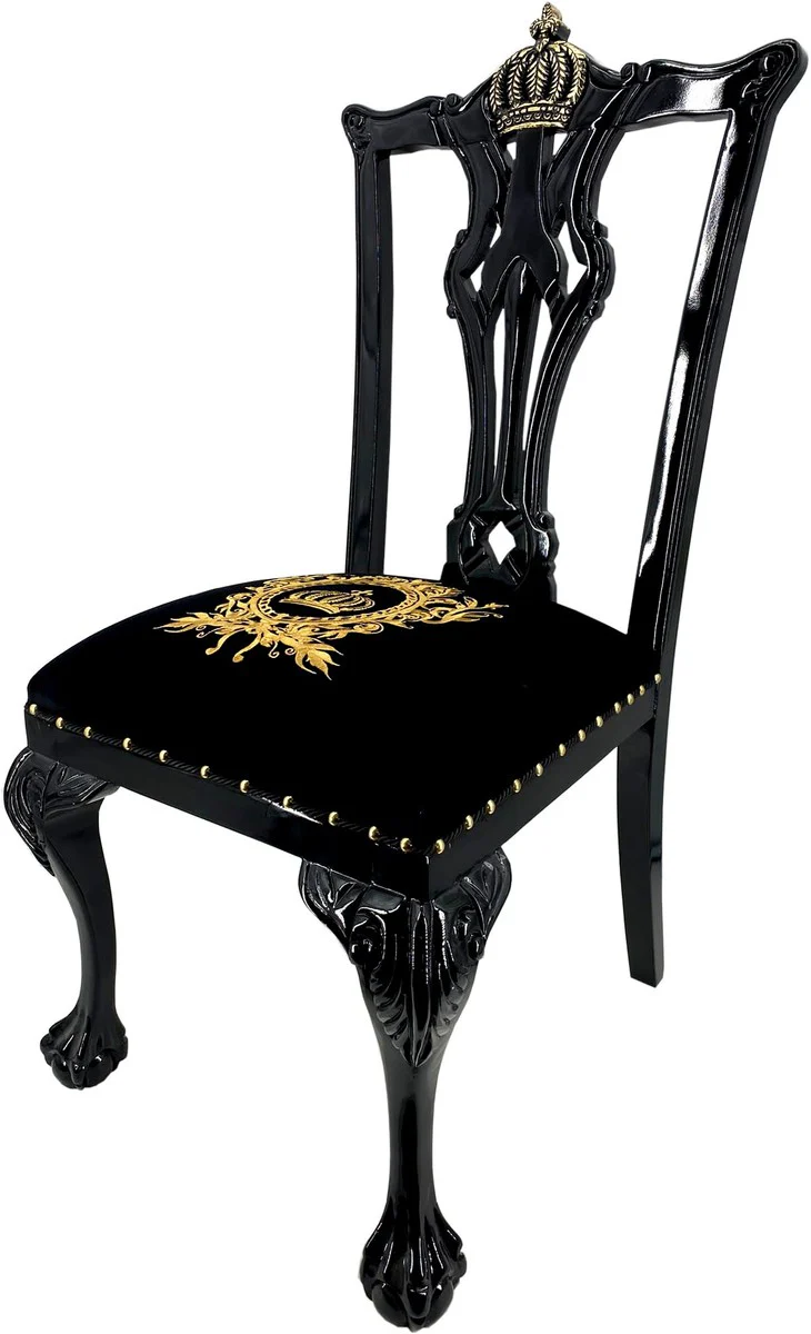 Pompöös by Luxury Baroque Dining Room Chairs Black / Gold - Pompöös Baroque Chairs designed by Harald Glööckler - 4 Dining Room Chairs - Baroque Dining Room Furniture