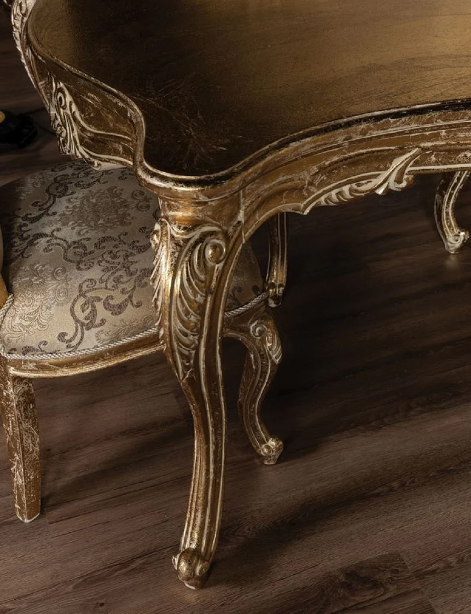 Luxury Baroque Dining Table Antique Gold - Handcrafted Solid Wood Dining Room Table in Baroque Style - Baroque Dining Room Furniture - Noble & Magnificent