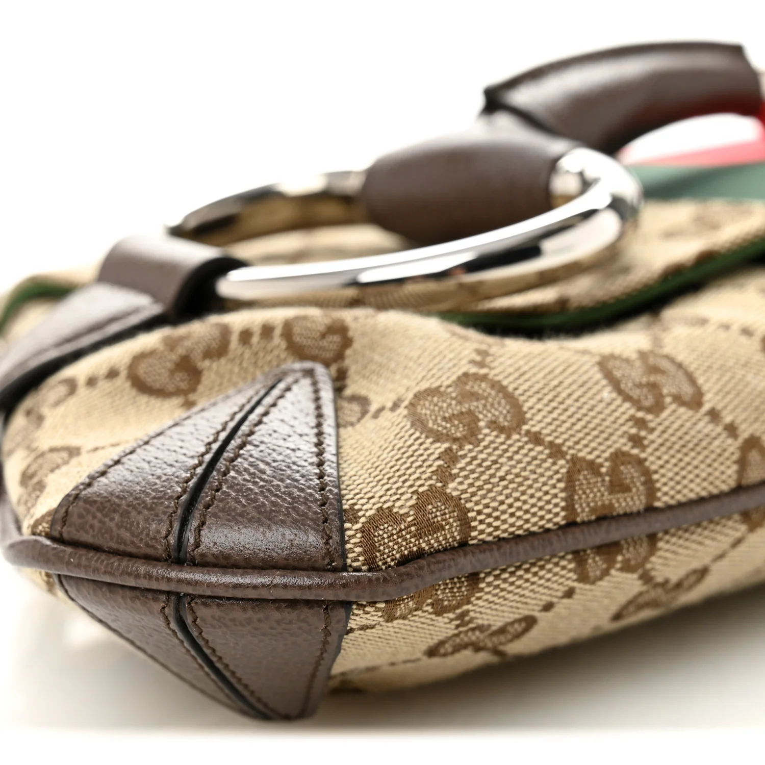 Monogram Textured Dollar Calfskin Heavy Grosgrain Web Medium Maxi Horsebit Chain Shoulder Bag Beige Ebony New Acero - Top Club