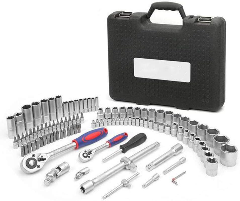 Set di Strumenti 108PC Compatibile con Strumenti di Riparazione Auto Set di Strumenti Meccanici Set di Prese di placcatura Opaca Set di Chiavi a cricchetto Chiavi a cricchetto