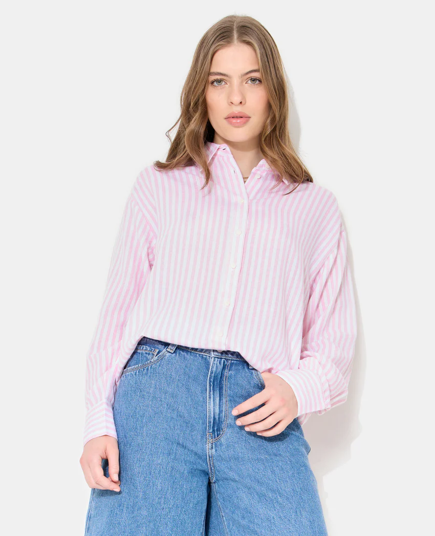 Pimkie Chemise oversize rayée avec lin