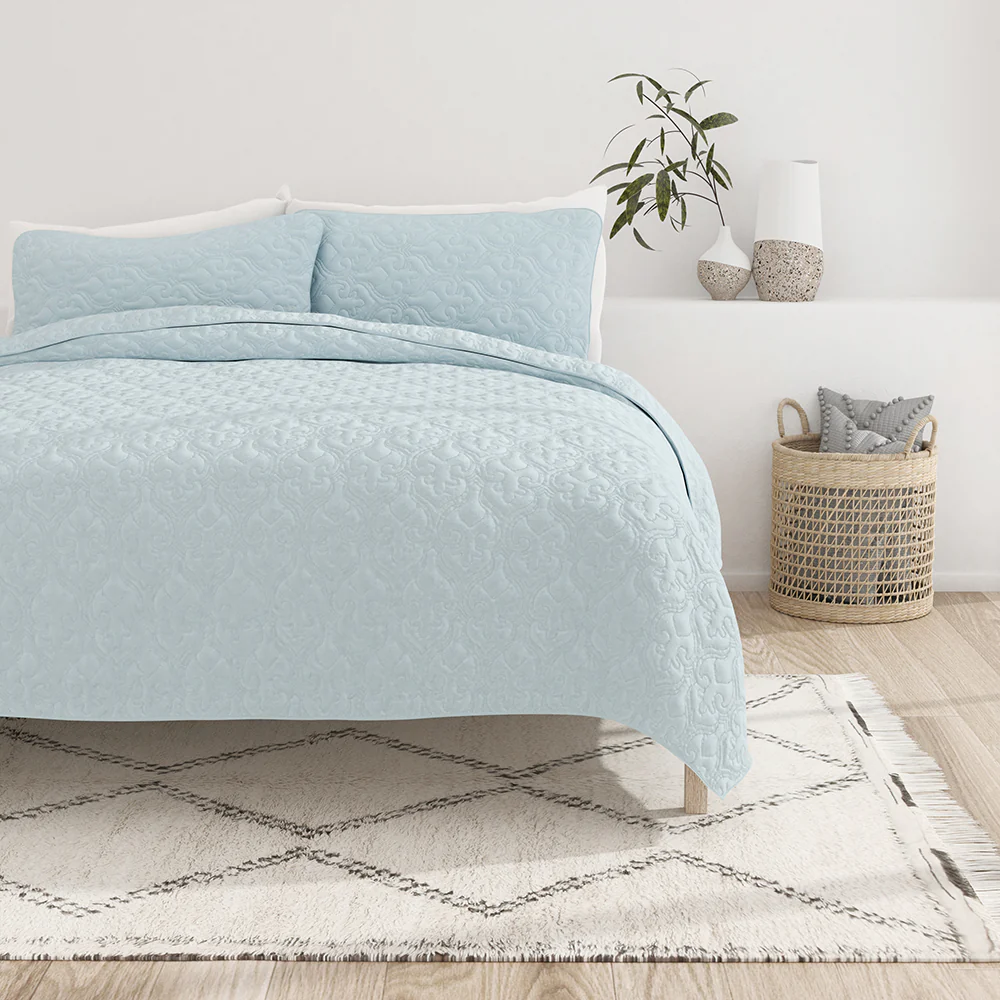 3-Piece Damask Quilted Coverlet Set (Sale)
