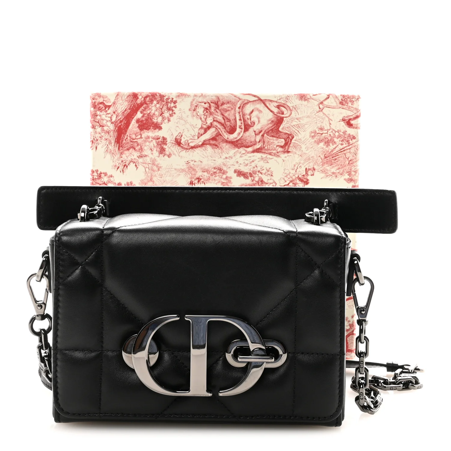Lambskin Maxi Cannage Small 30 Montaigne Chain Top Handle Bag Black - Top Club