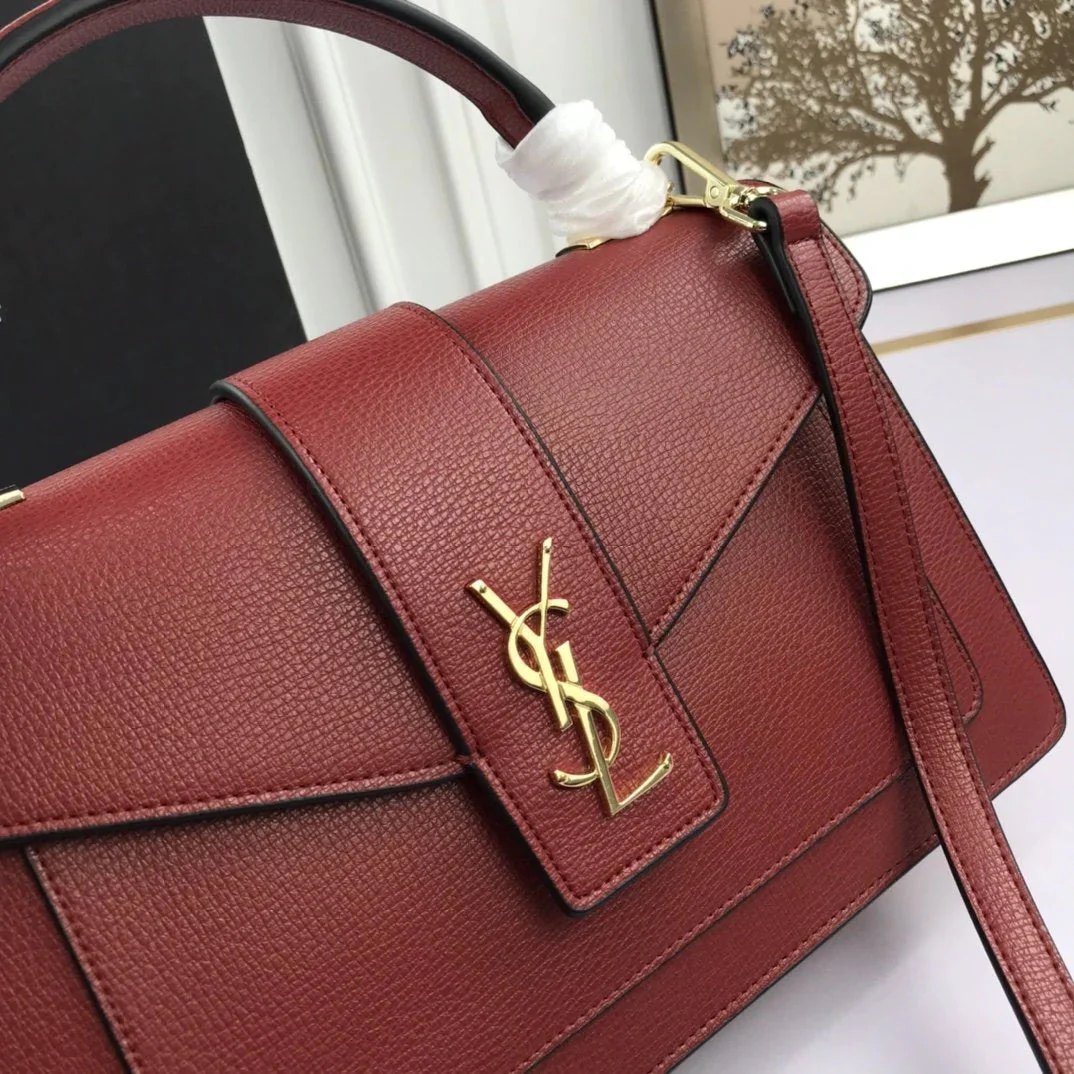 YSL original leather women's shoulder bag in Red - Top Club