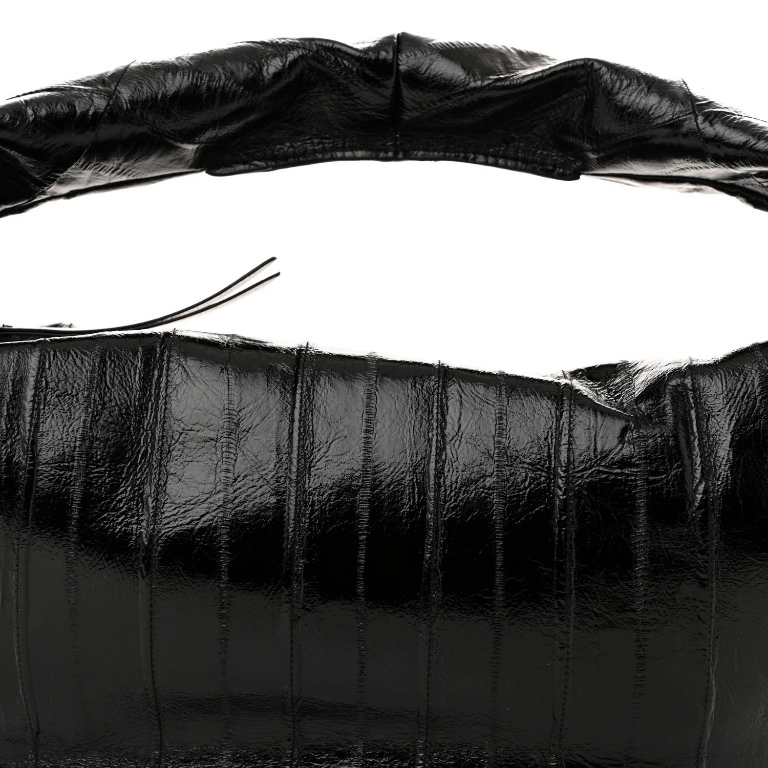 Glossy Calfskin Eelskin Embossed Medium Olivia Hobo Black - Top Club