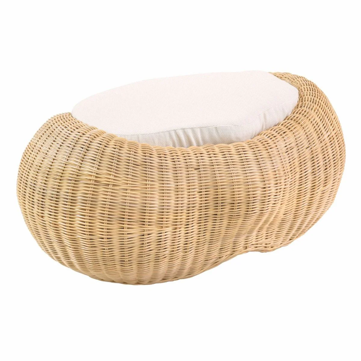 Luxury stool natural colors 86.5 cm - rattan footstool with cushion