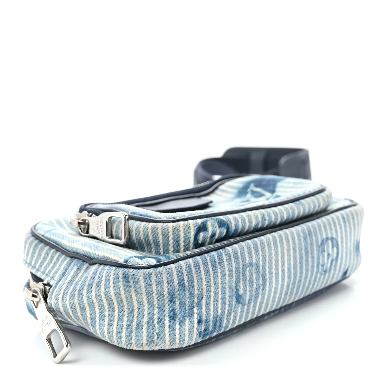 Hickory Stripes Denim Monogram Watercolor Outdoor Pouch Blue - Top Club