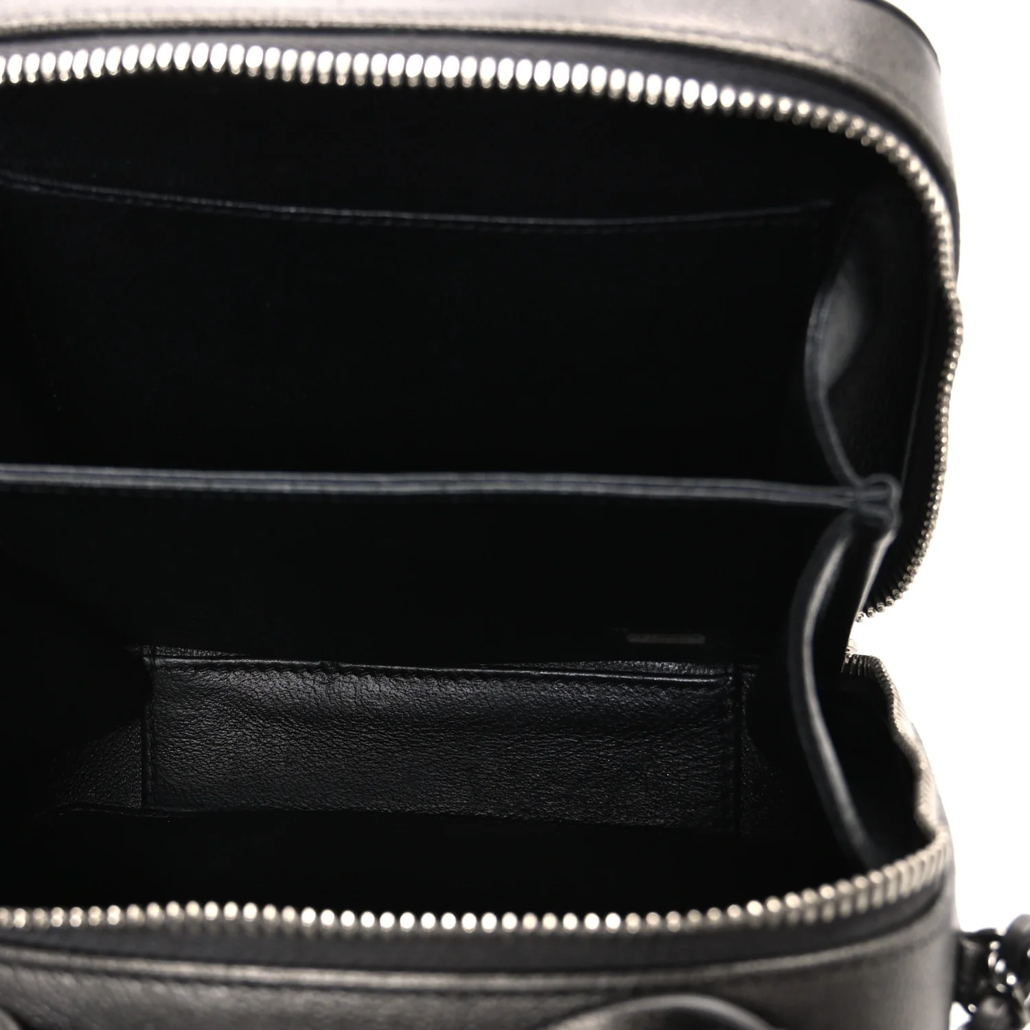 Metallic Caviar Quilted Small CC Filigree Vanity Case Dark Silver - Top Club