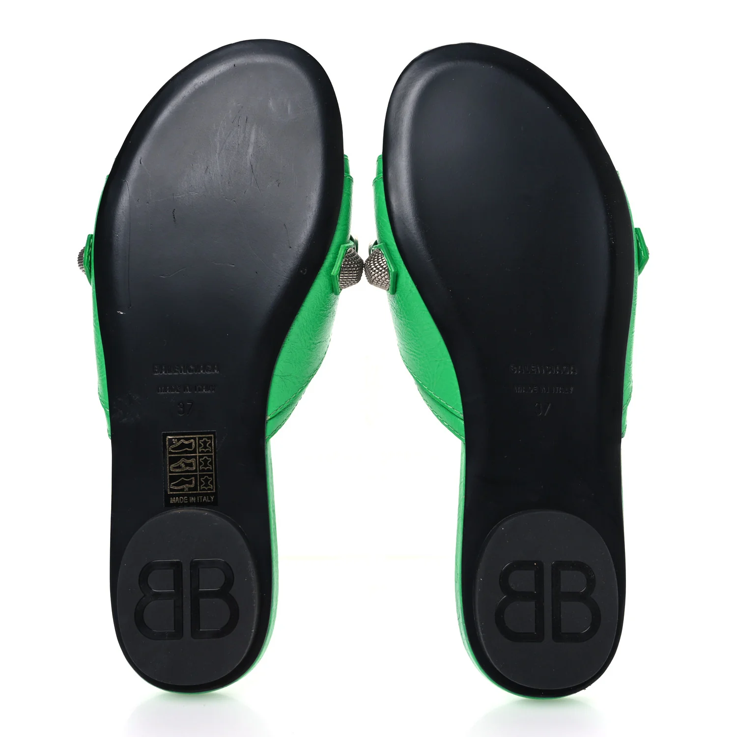 Agneau Arena Cagole Flat Slide Sandals 37 Vivid Green - Top Club