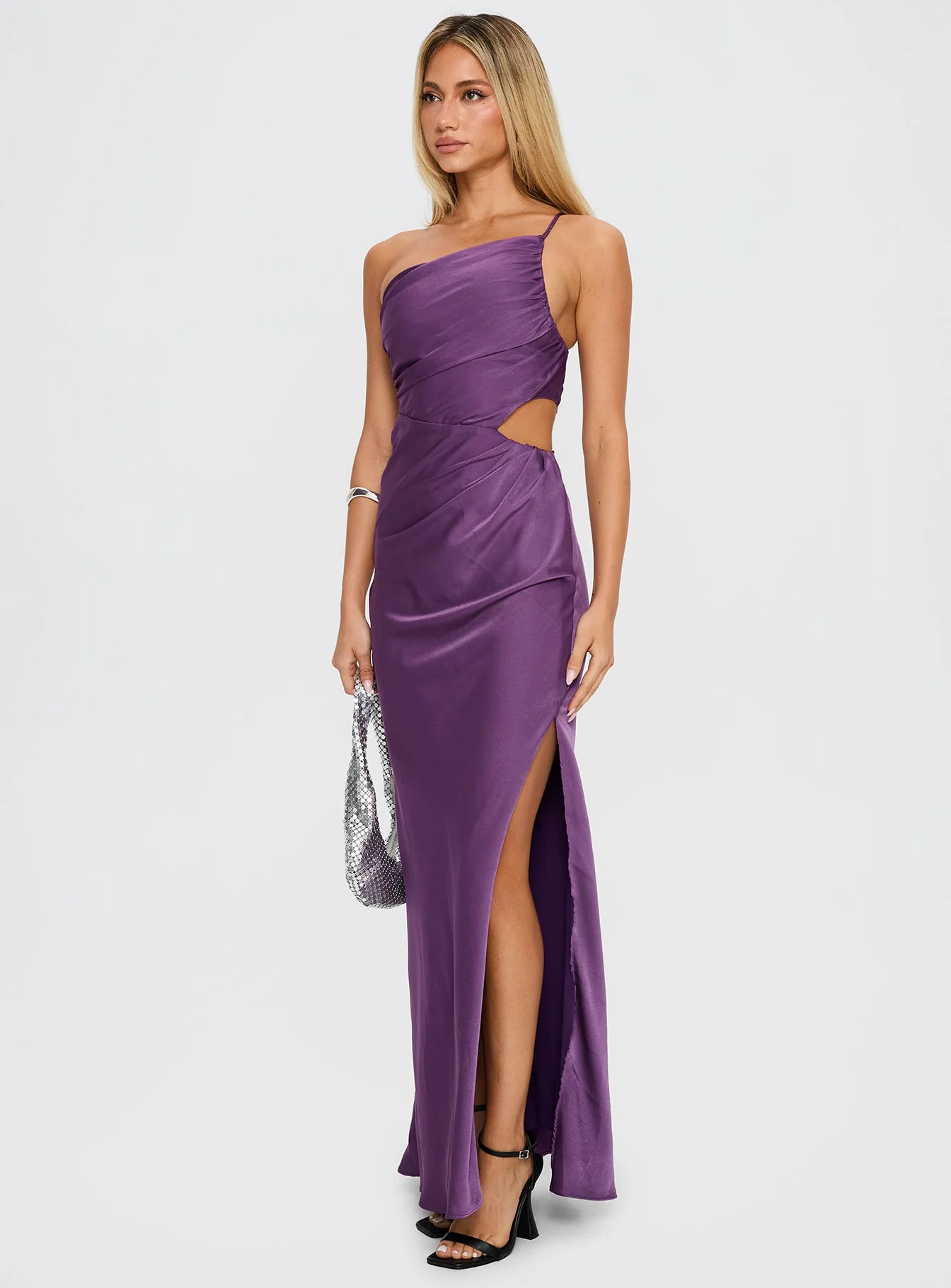 Leading Role One Shoulder Maxi Dress Purple