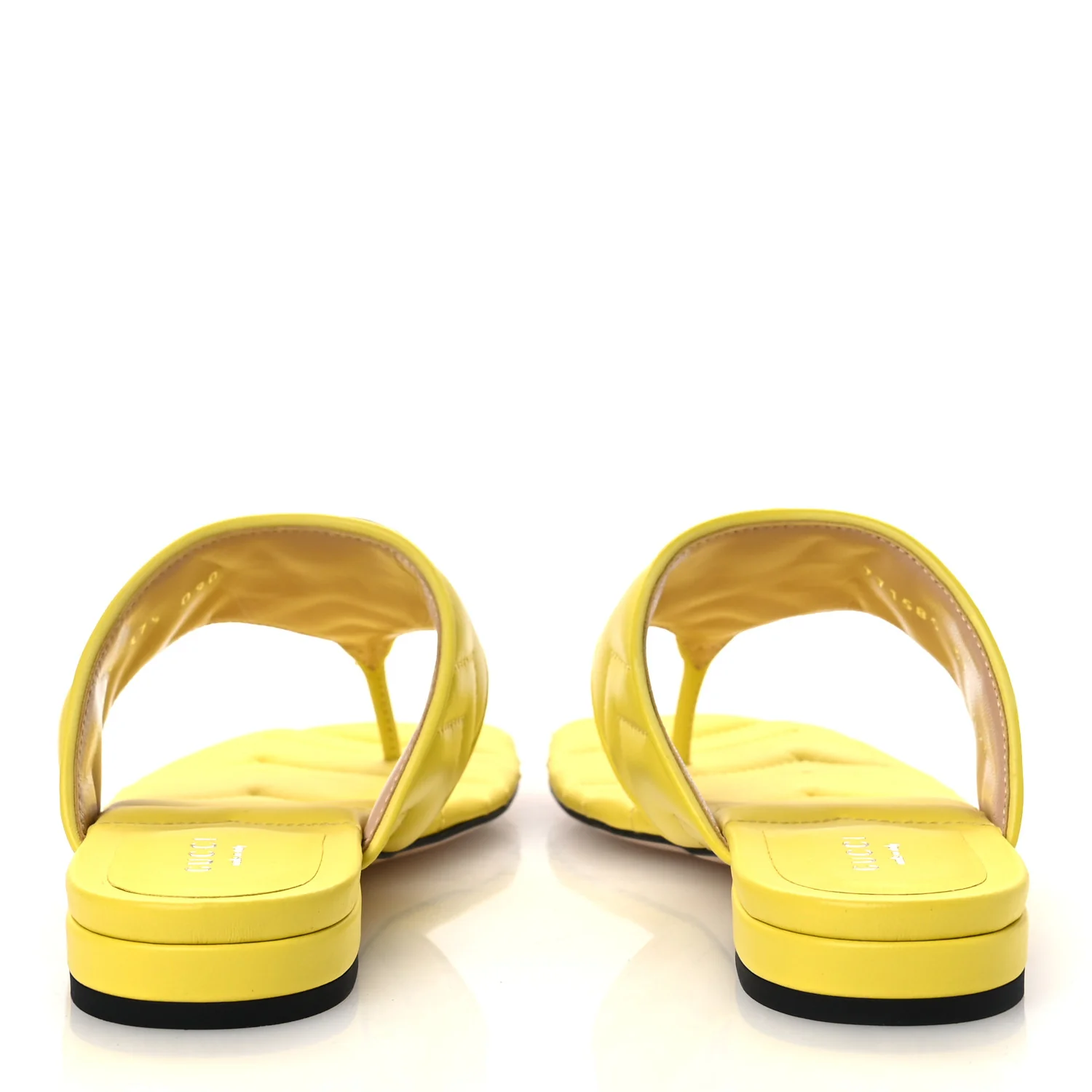 Nappa Charlotte Double G Marmont Thong Sandals 37.5 Acid Lime - Top Club