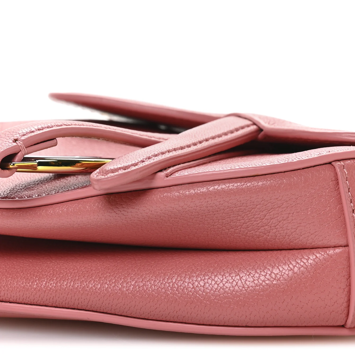 Goatskin Micro Saddle Bag With Strap Coral Powder - Top Club