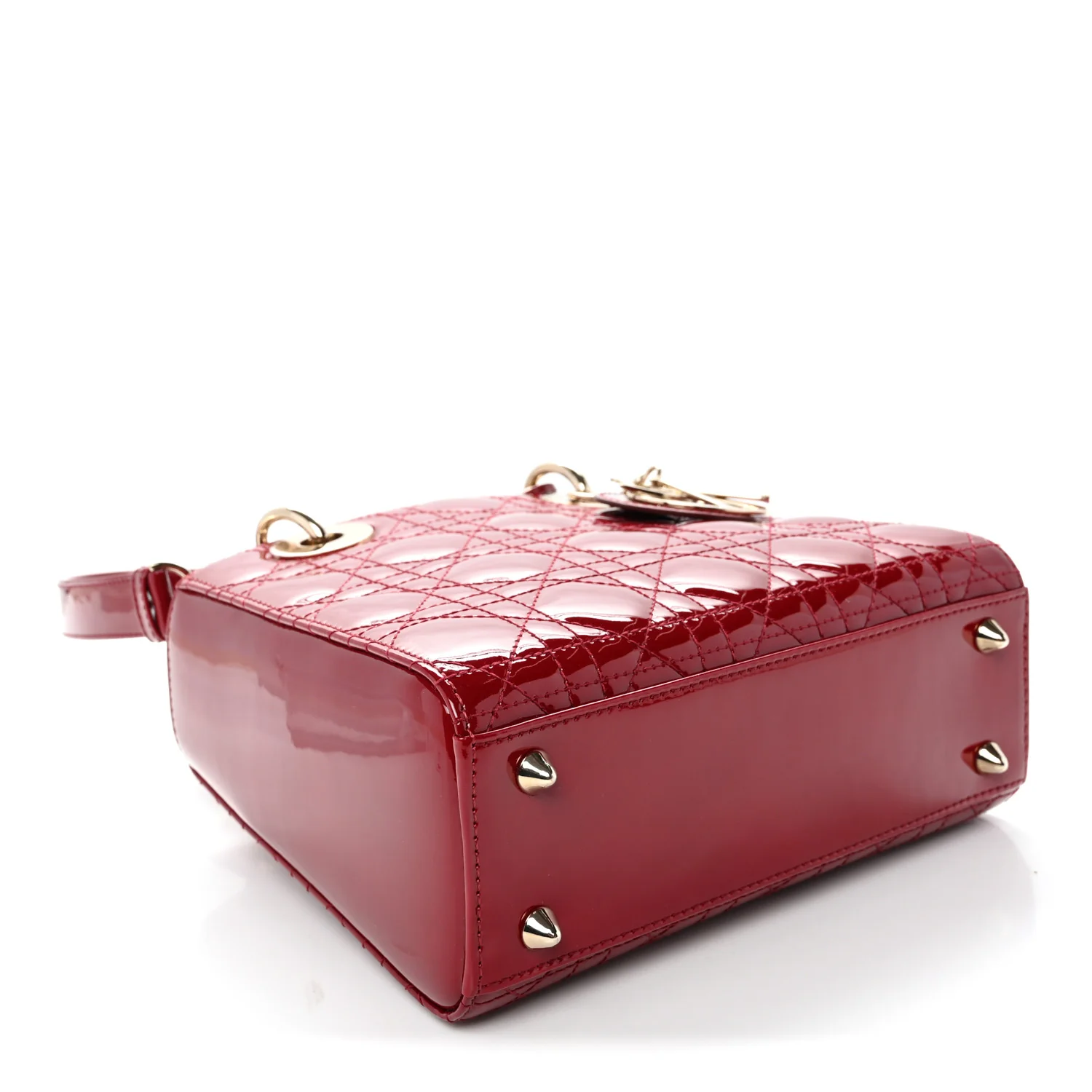 Patent Cannage Small Lady Dior Cherry Red - Top Club
