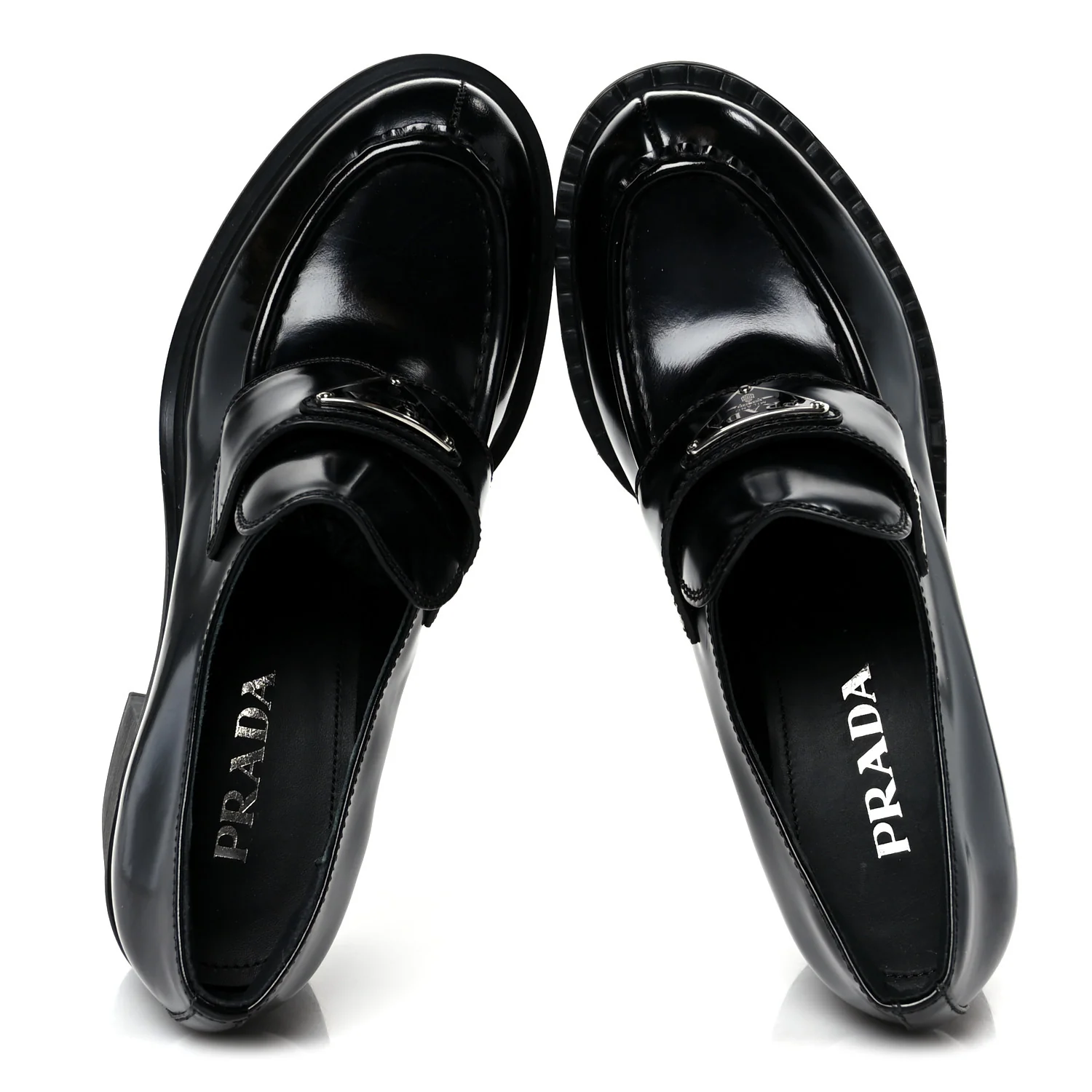 Spazzolato Metal Triangle Logo 85mm Loafers 40 Black