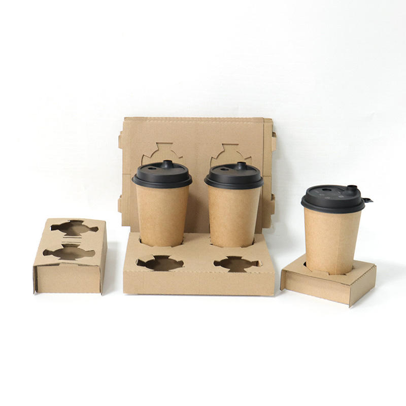 Customized Print Hot Drink Takeaway Cups Carrier Foldable Paper Cup Holder Tray