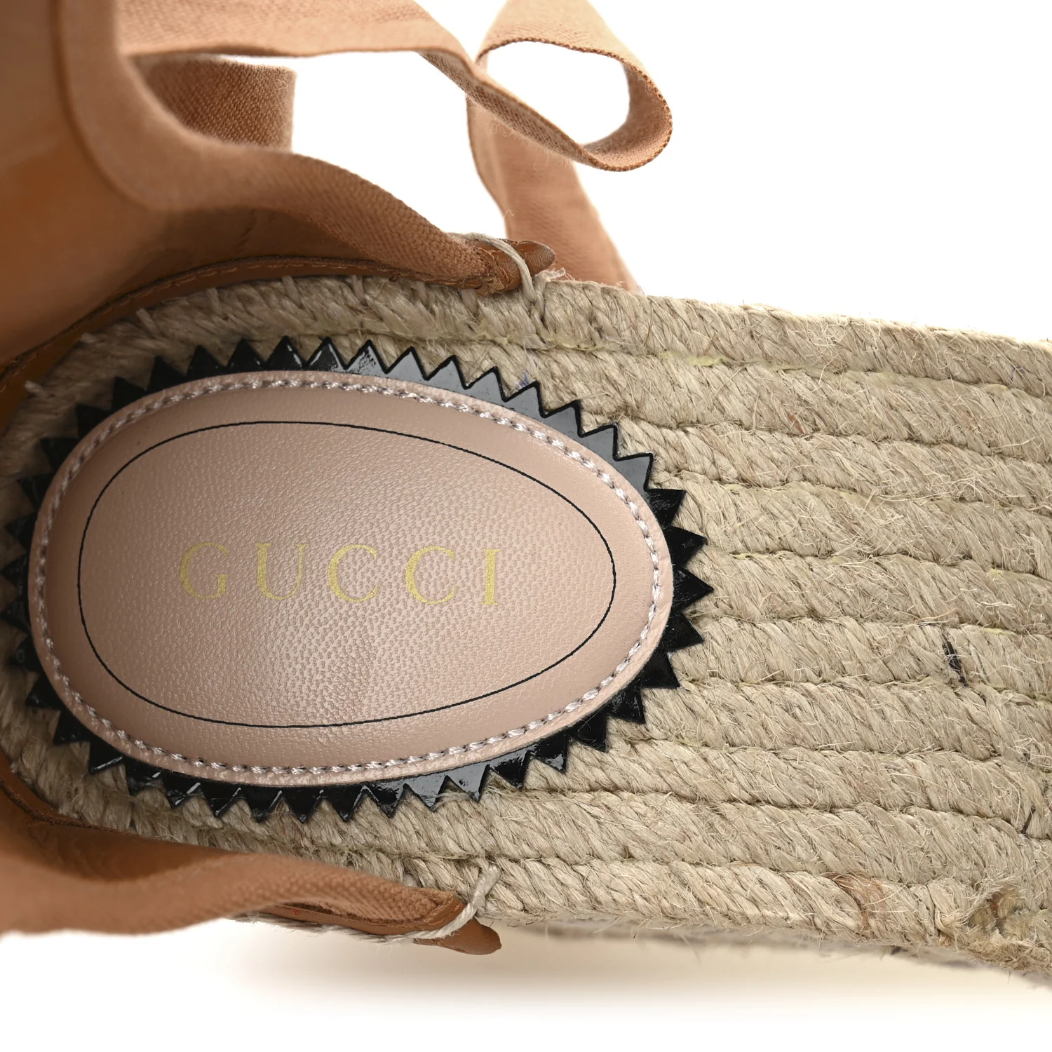 Canvas Damita GG Eyelet Espadrille Wedge Sandals 37.5 Blondie Cognac - Top Club
