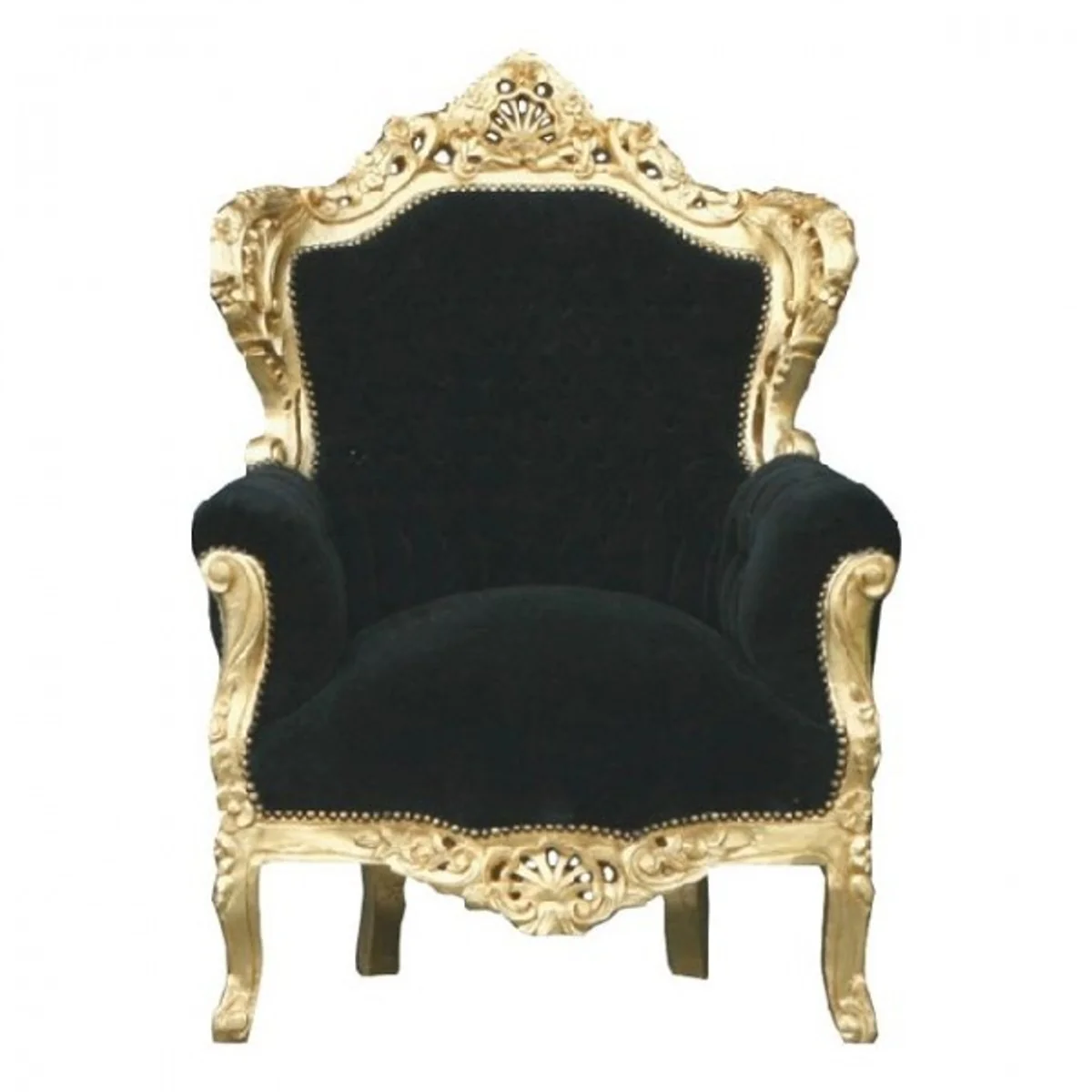 Baroque Armchair King Black / Gold - Antique Style Armchair Baroque Furniture Baroque Armchair