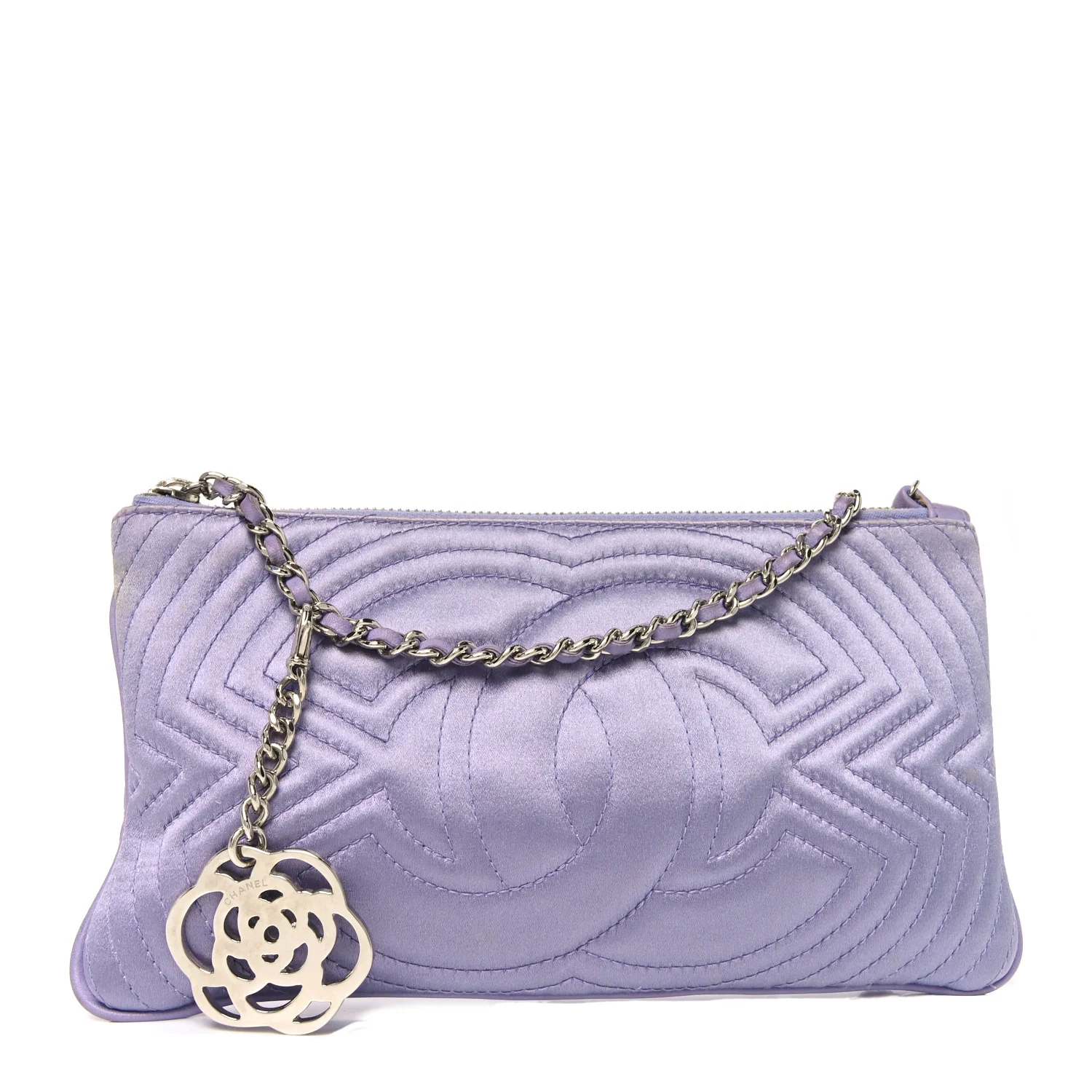 Satin Camellia Evening Bag Light Purple - Top Club